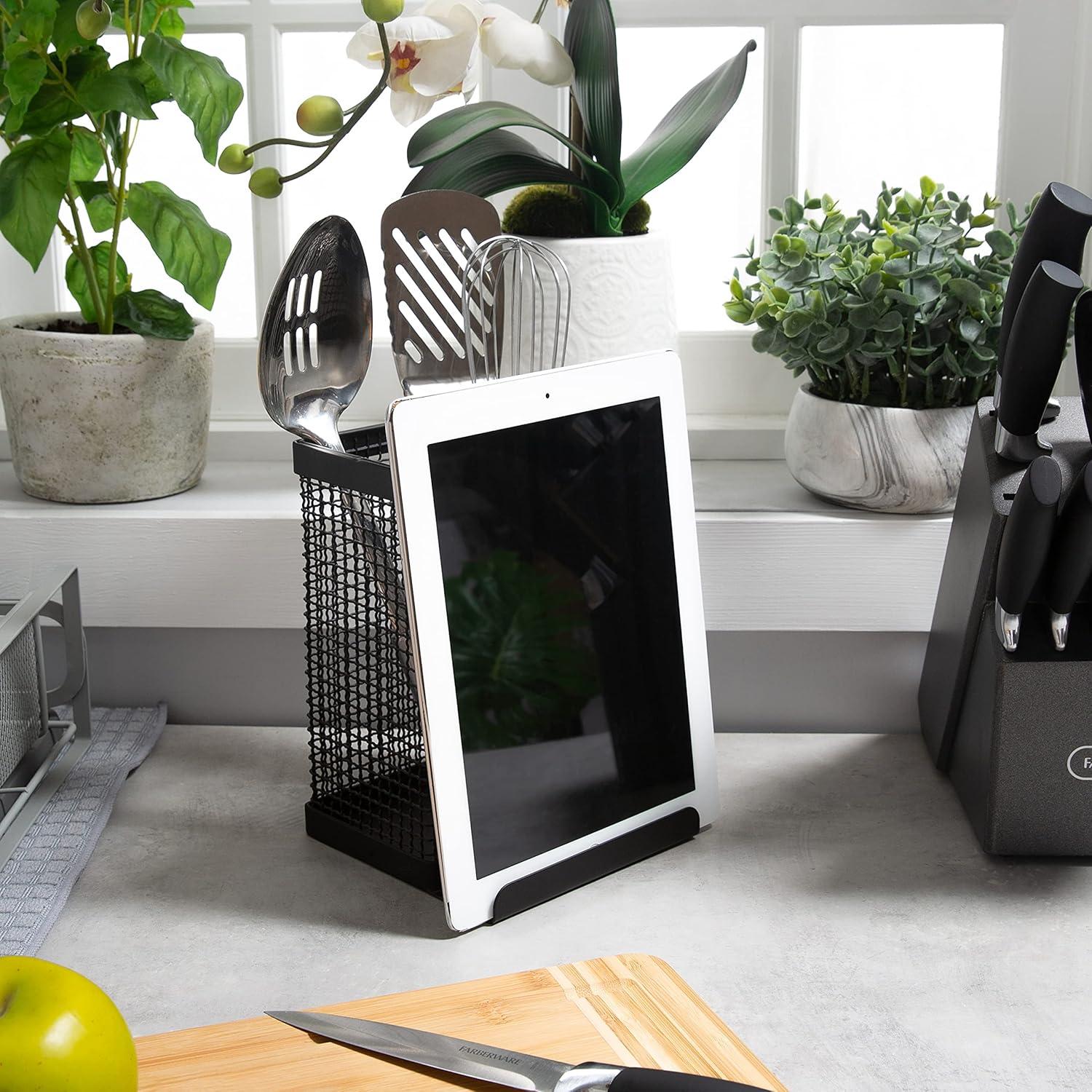 Kitchen Details Industrial Collection Tablet and Utensil Holder in Matte Black