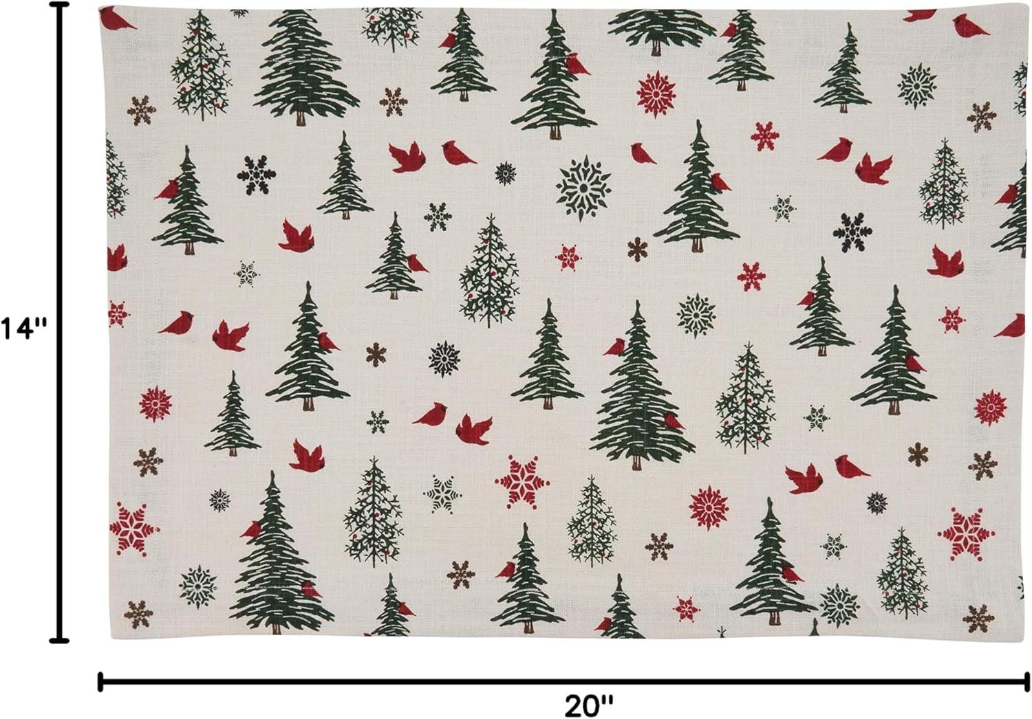 Ivory Christmas Tree & Snowflakes Holiday Placemats Set of 4