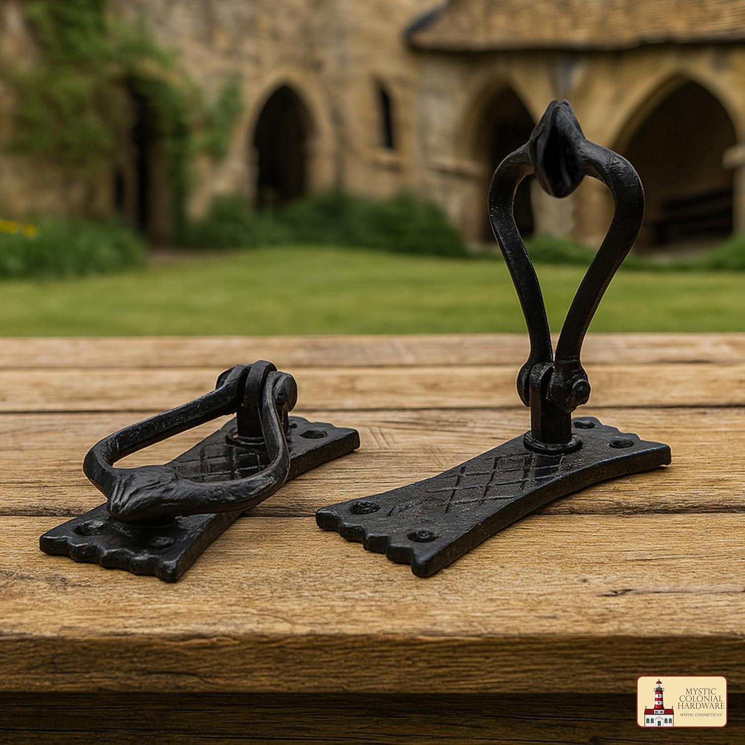 Mystic Colonial Hardware Bedroom Door Knocker Antique Black Ironmongery - True Solid CAST Iron - 4.7 inches