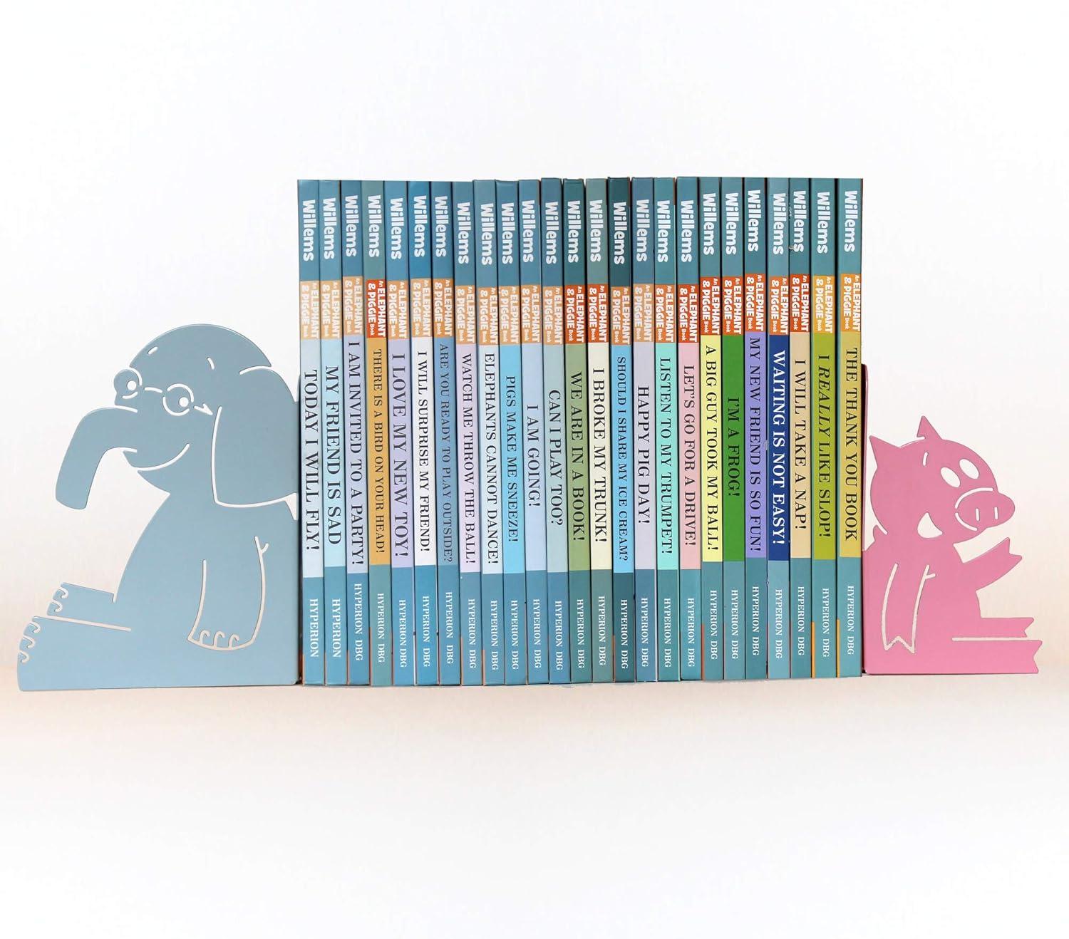 Elephant & Piggie Durable Metal Nursery Bookends in High Gloss