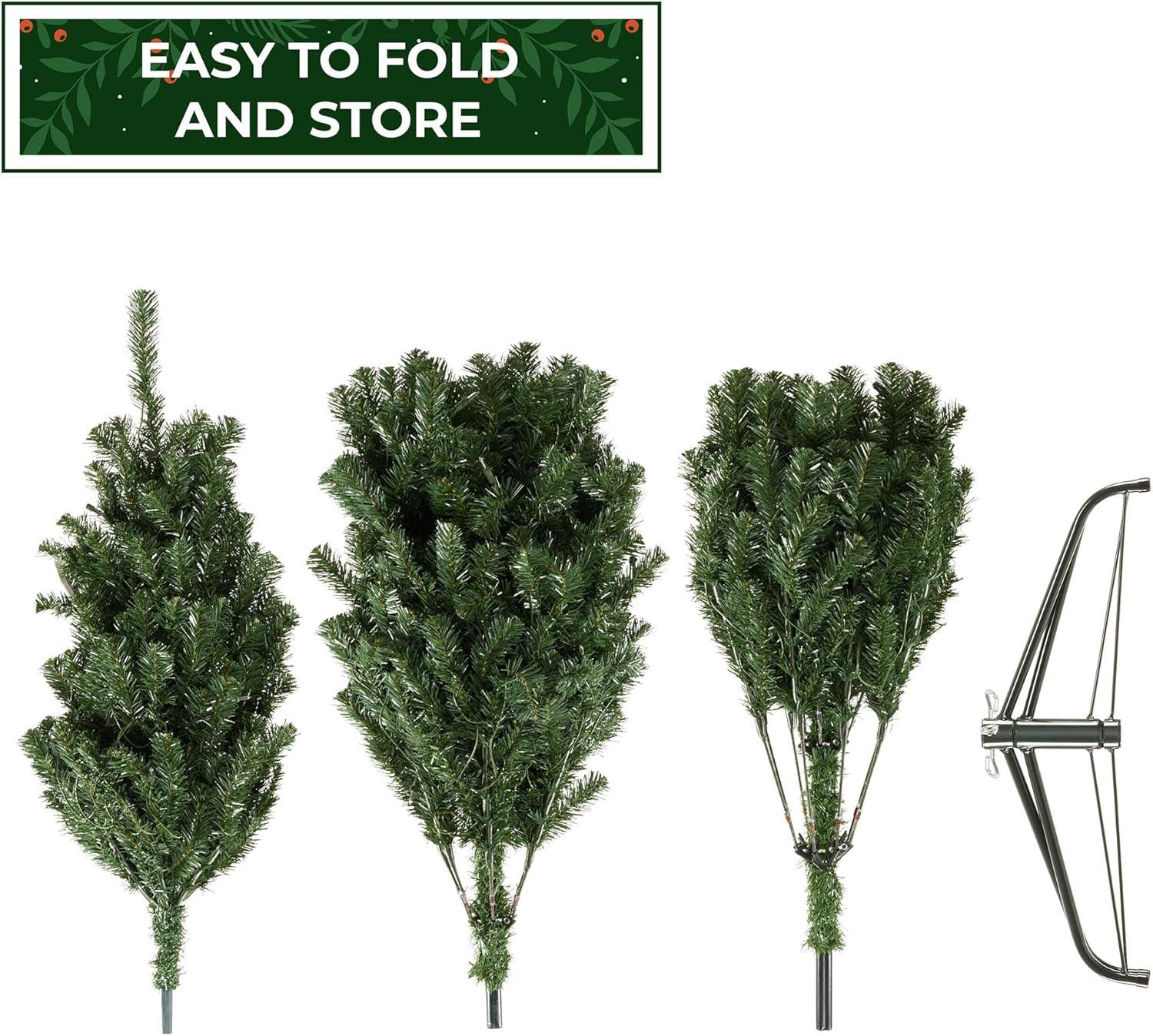 Casafield Realistic Pre-Lit Green Spruce Artificial Holiday Christmas Tree with Sturdy Metal Stand