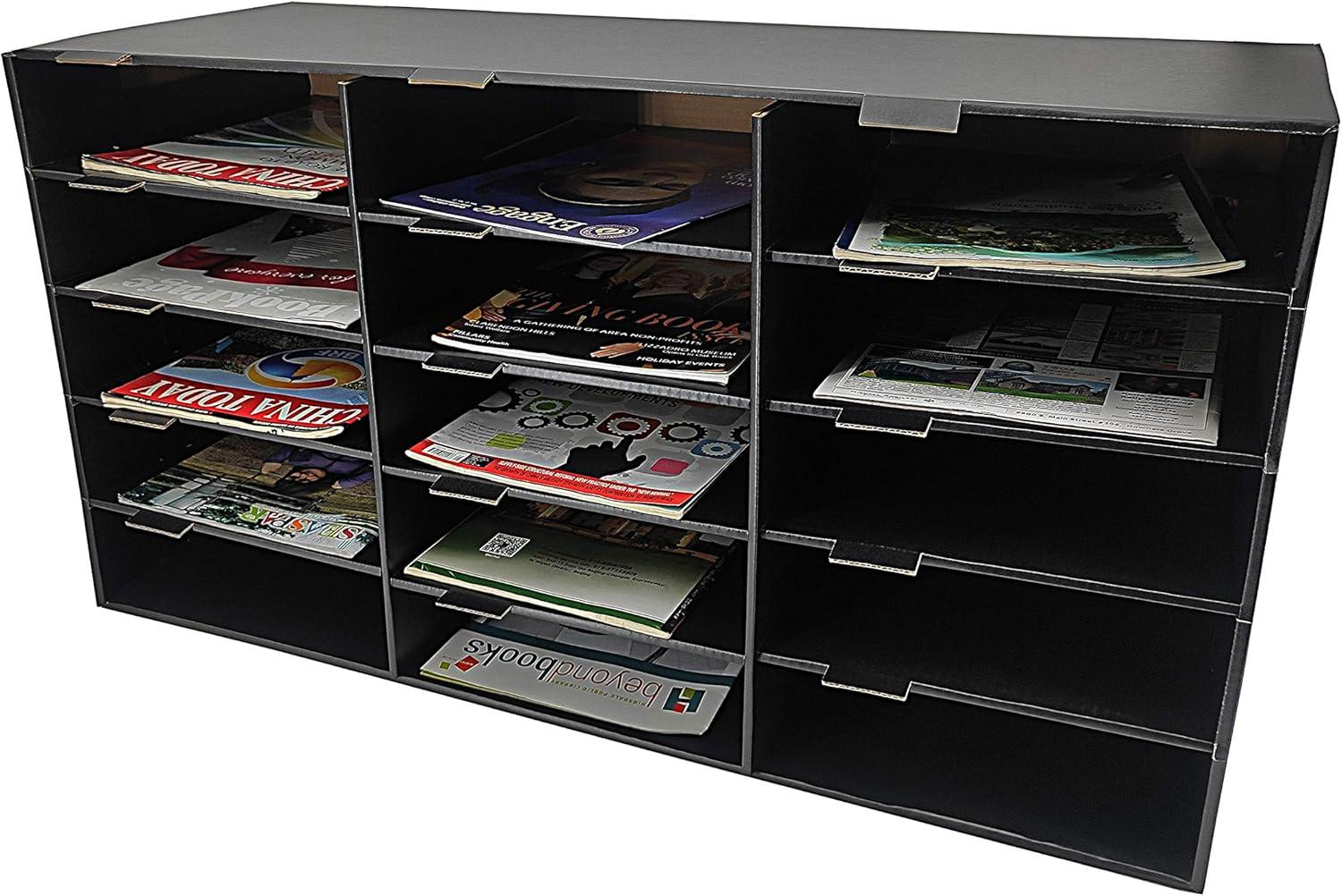 Black 15-Slot Vertical File Organizer for Office and Classroom