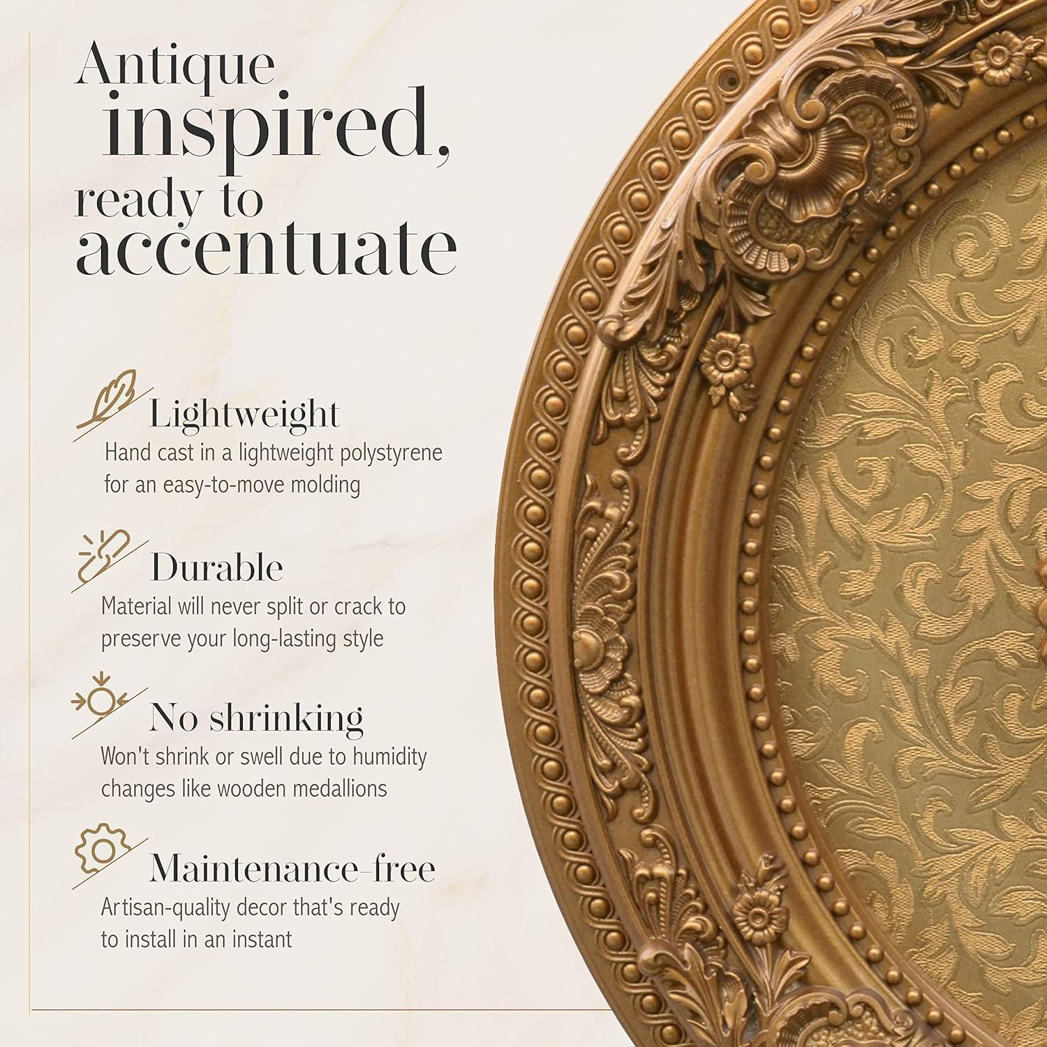 AFD Home 12020503 36 in. Round Chandelier Ceiling Medallion - Gold