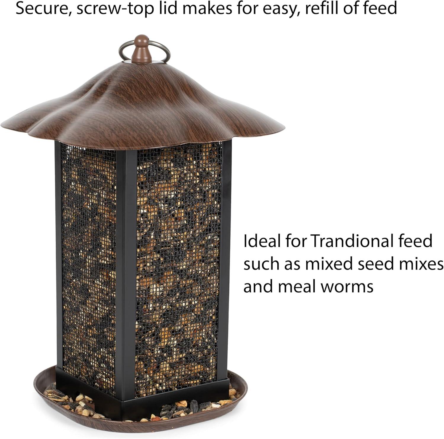 Cottage Garden Hanging 11 inch Cherry Woodgrain Finish Heavy Duty Mesh Metal 3 Lb. Bird Feeder