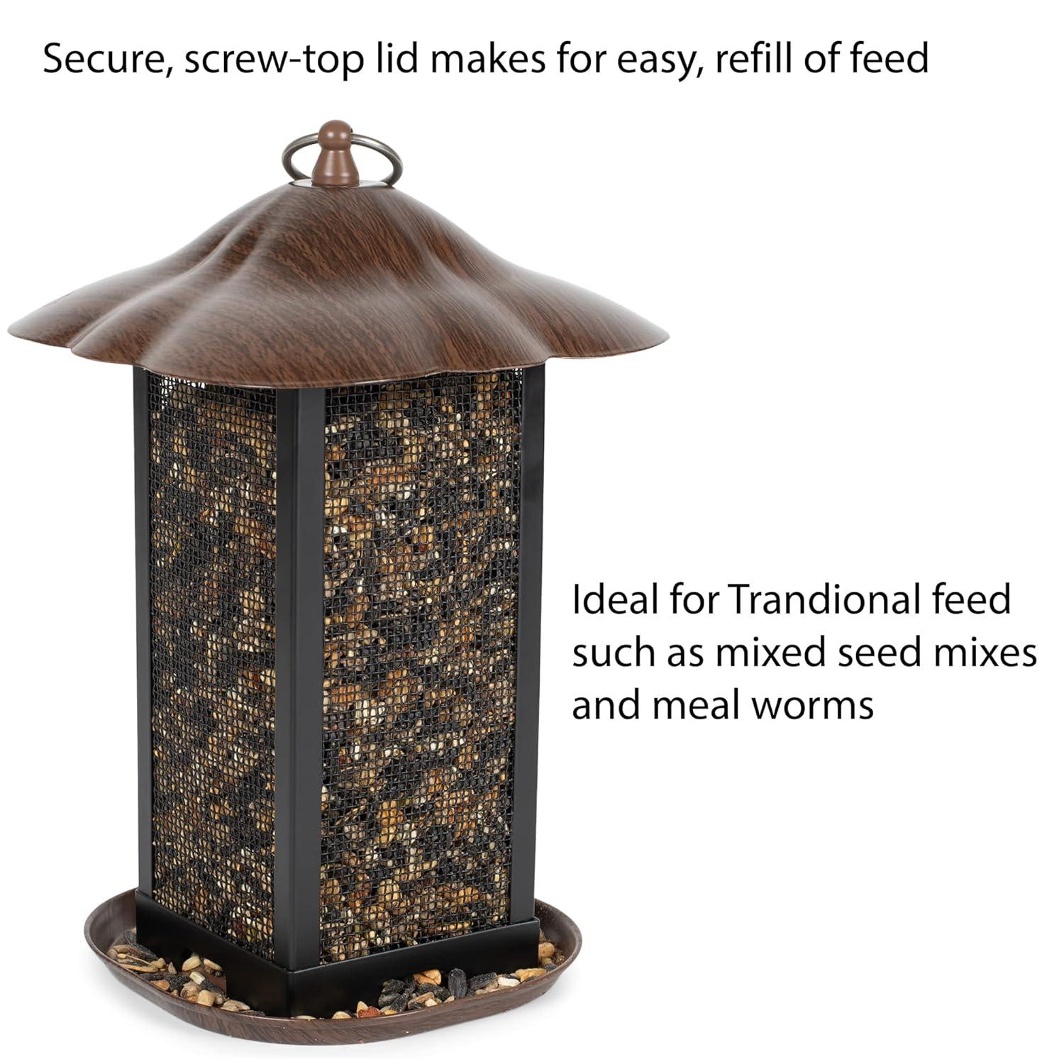 Cottage Garden Hanging 11 inch Cherry Woodgrain Finish Heavy Duty Mesh Metal 3 Lb. Bird Feeder
