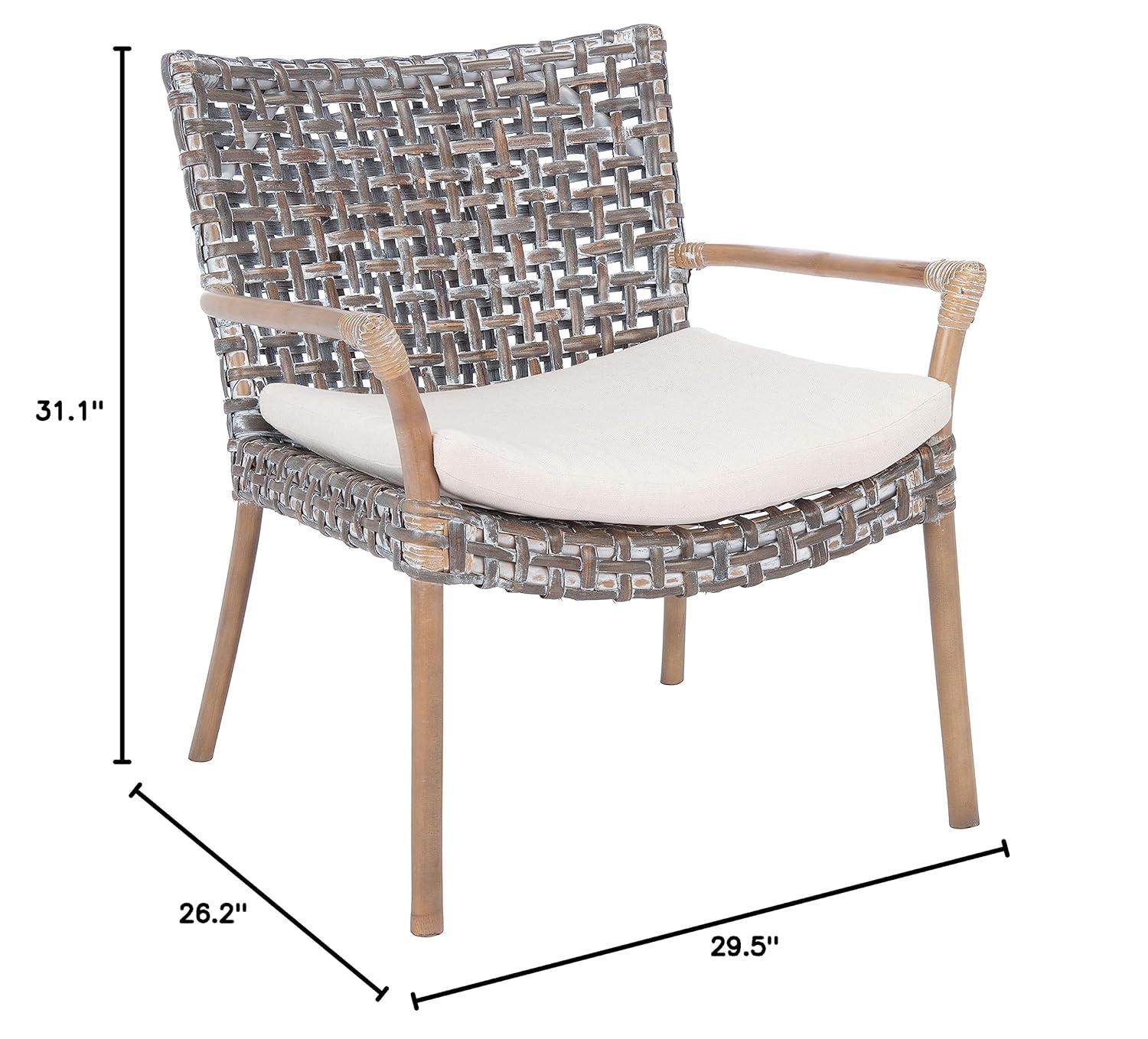 Collette Rattn Accent Chair W/ Cushion - ACH6515 - White/White Washed - Safavieh