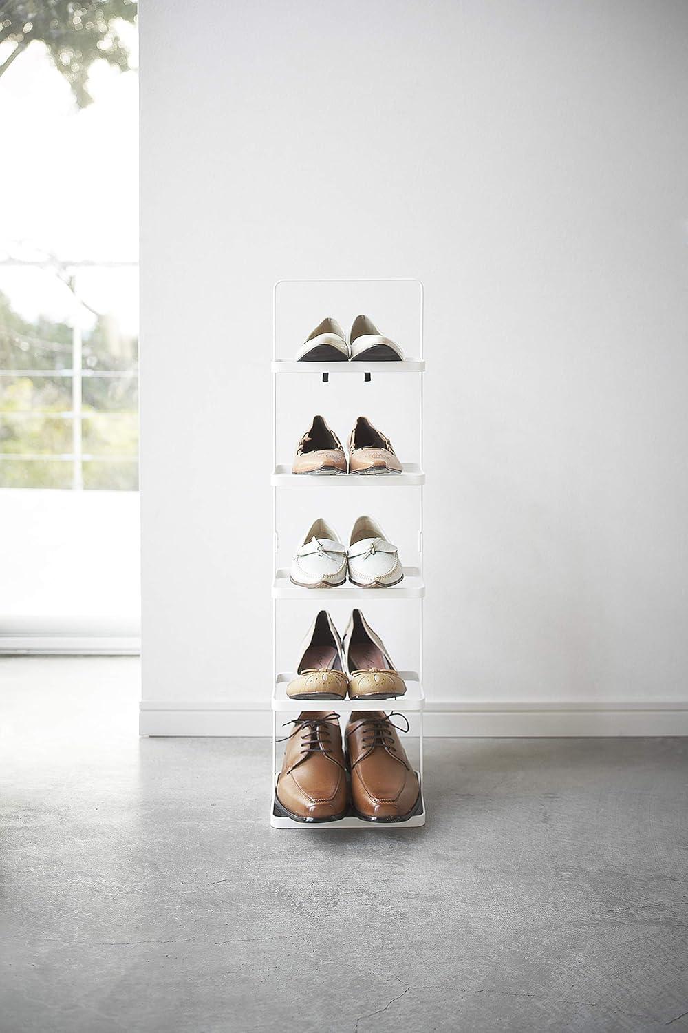 Yamazaki Home Steel Upright 5 Pair Shoe Rack with Handle