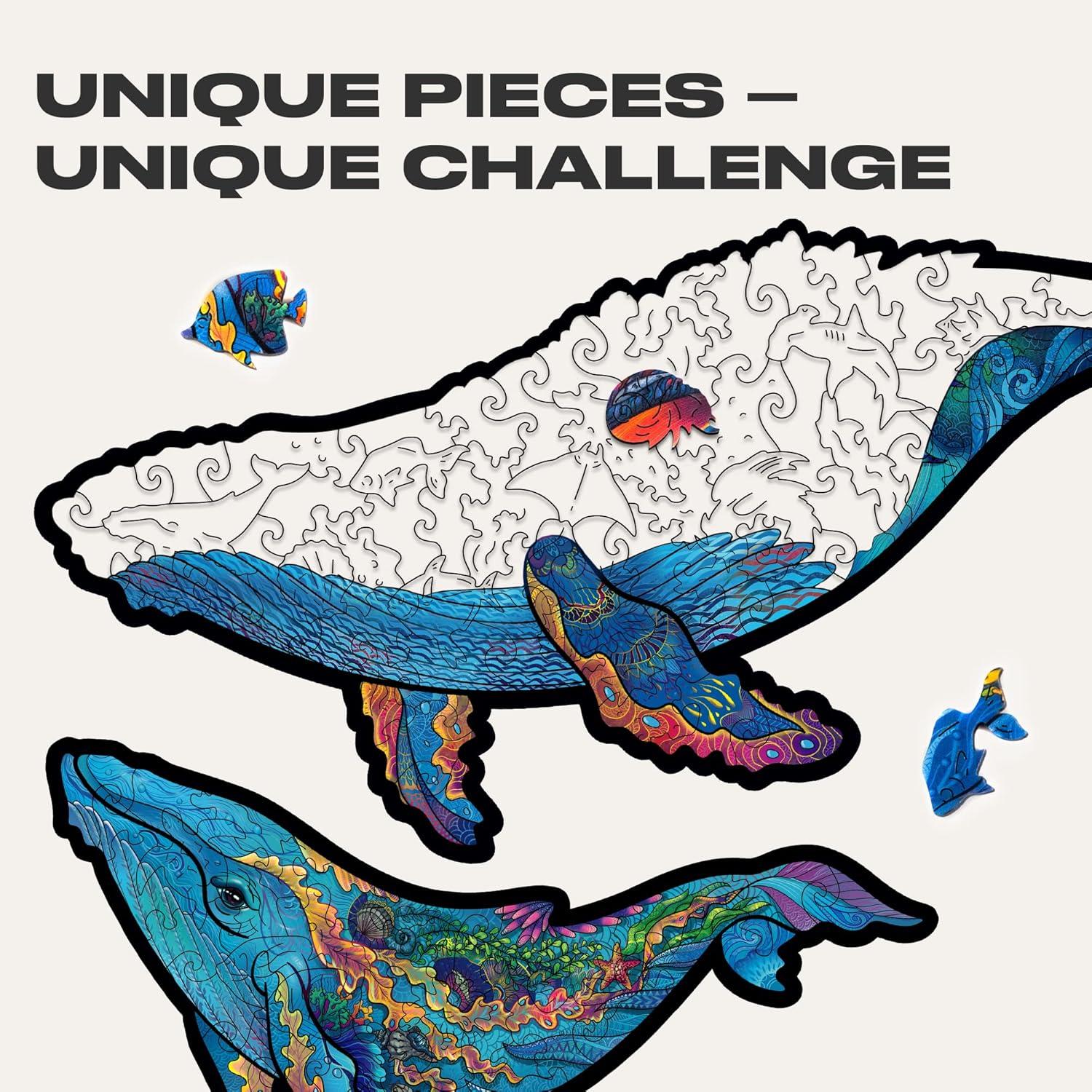 Unidragon Milky Whales 98 Piece Shaped Wooden Jigsaw Puzzle