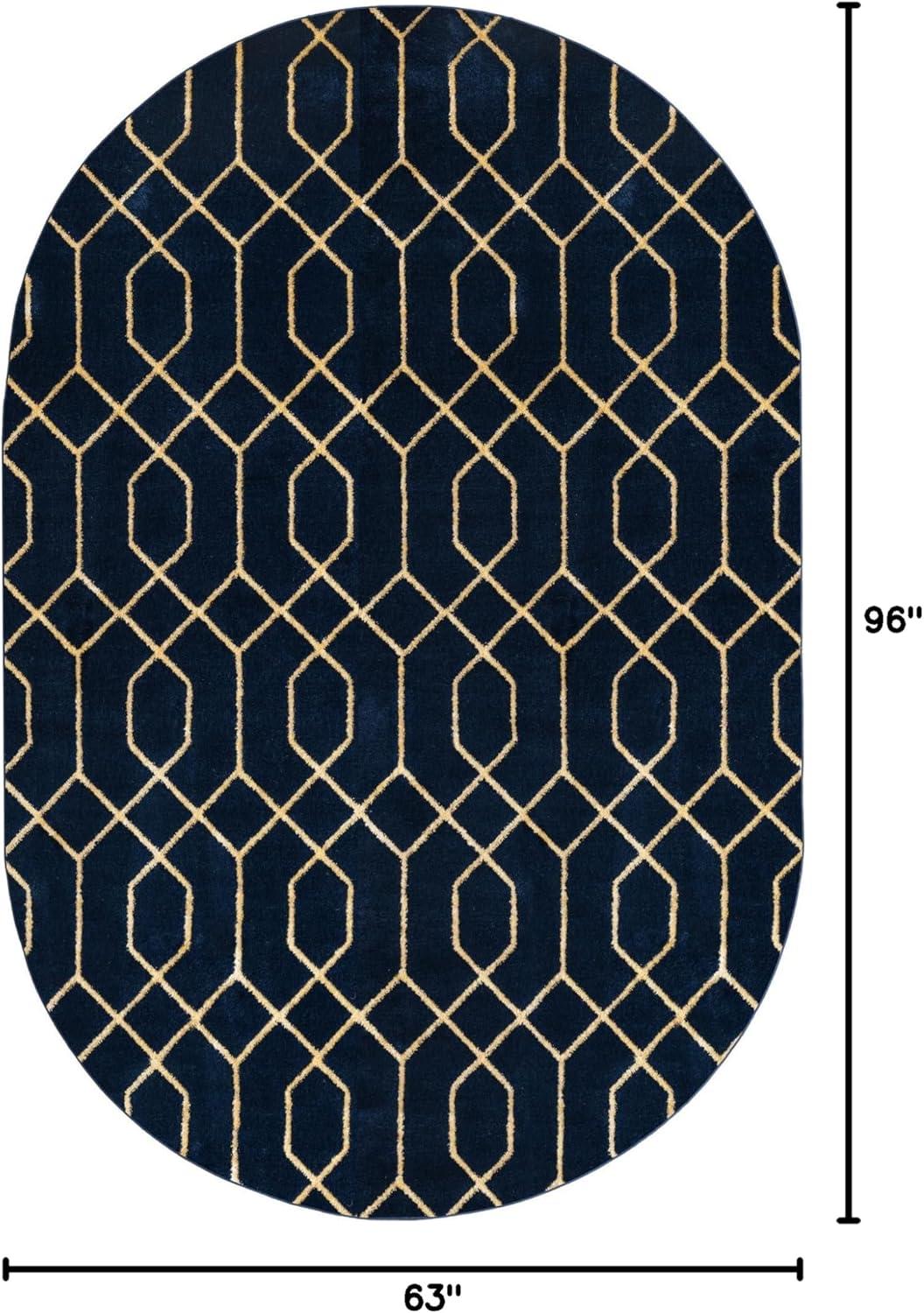 Glam Navy Blue Gold Area Rug