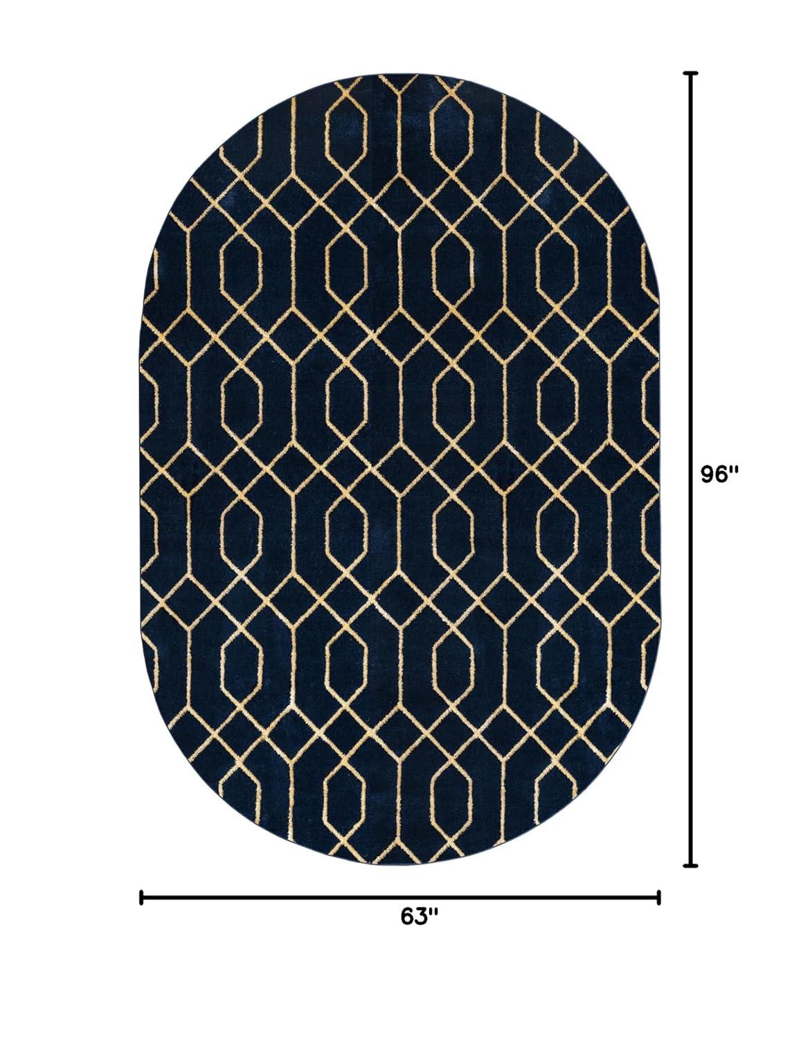 Glam Navy Blue Gold Area Rug