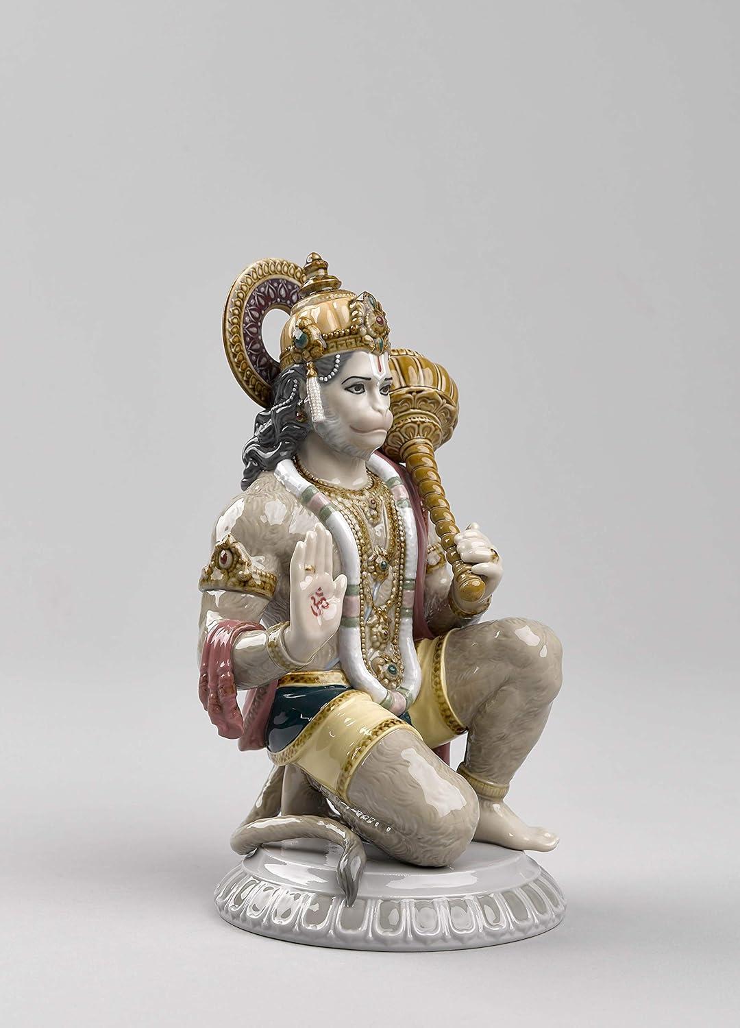 Glazed Porcelain Hanuman Figurine with Enamel Finish