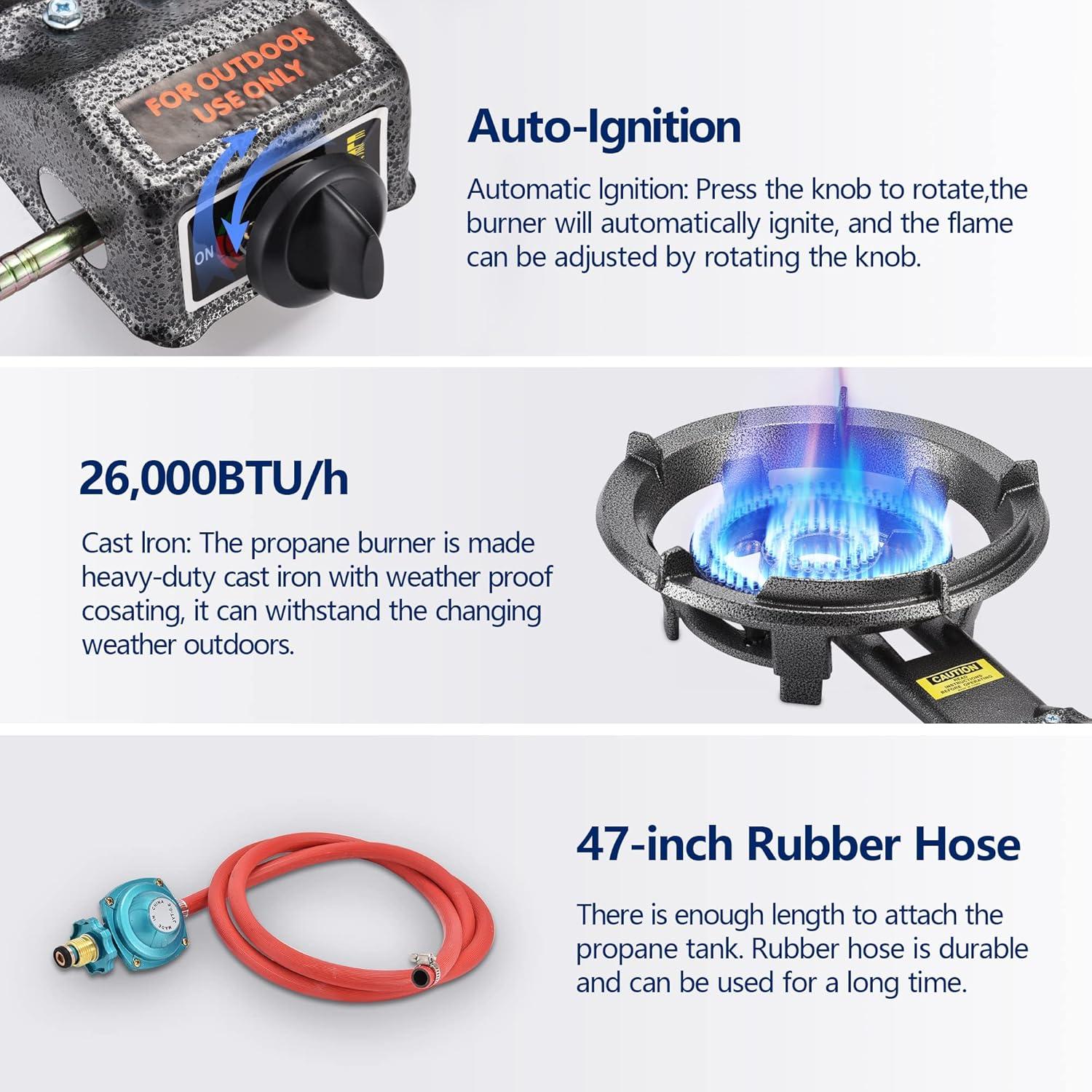 ARC ARC 23" Stainless Steel Concave Comal Set, 30,000 BTU Propane Burner and Stand, Discada Disc Cooker.
