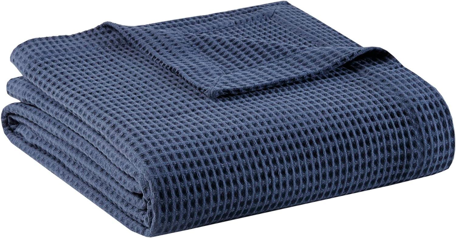 Indigo Waffle Weave 100% Cotton King Blanket