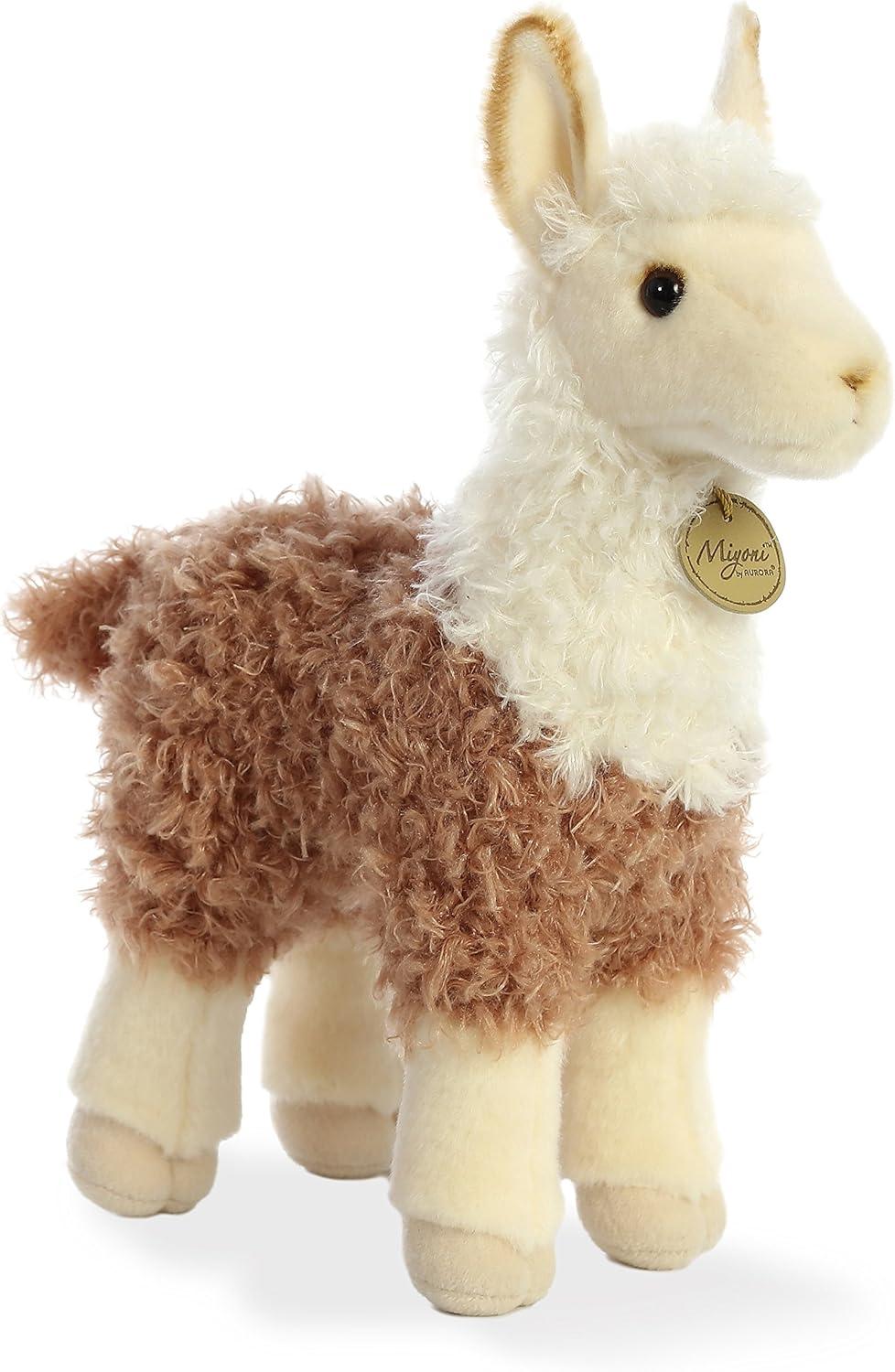 Aurora 12" Brown and White Realistic Llama Plush Toy