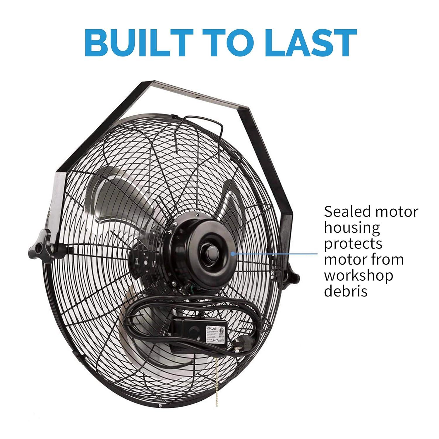Newair Newair 18" High Velocity Wall Mount Fan, Heavy Duty Outdoor Fan, Adjustable Tilt and 3 Speeds up to 4012 CFM, Pull Chain Switch