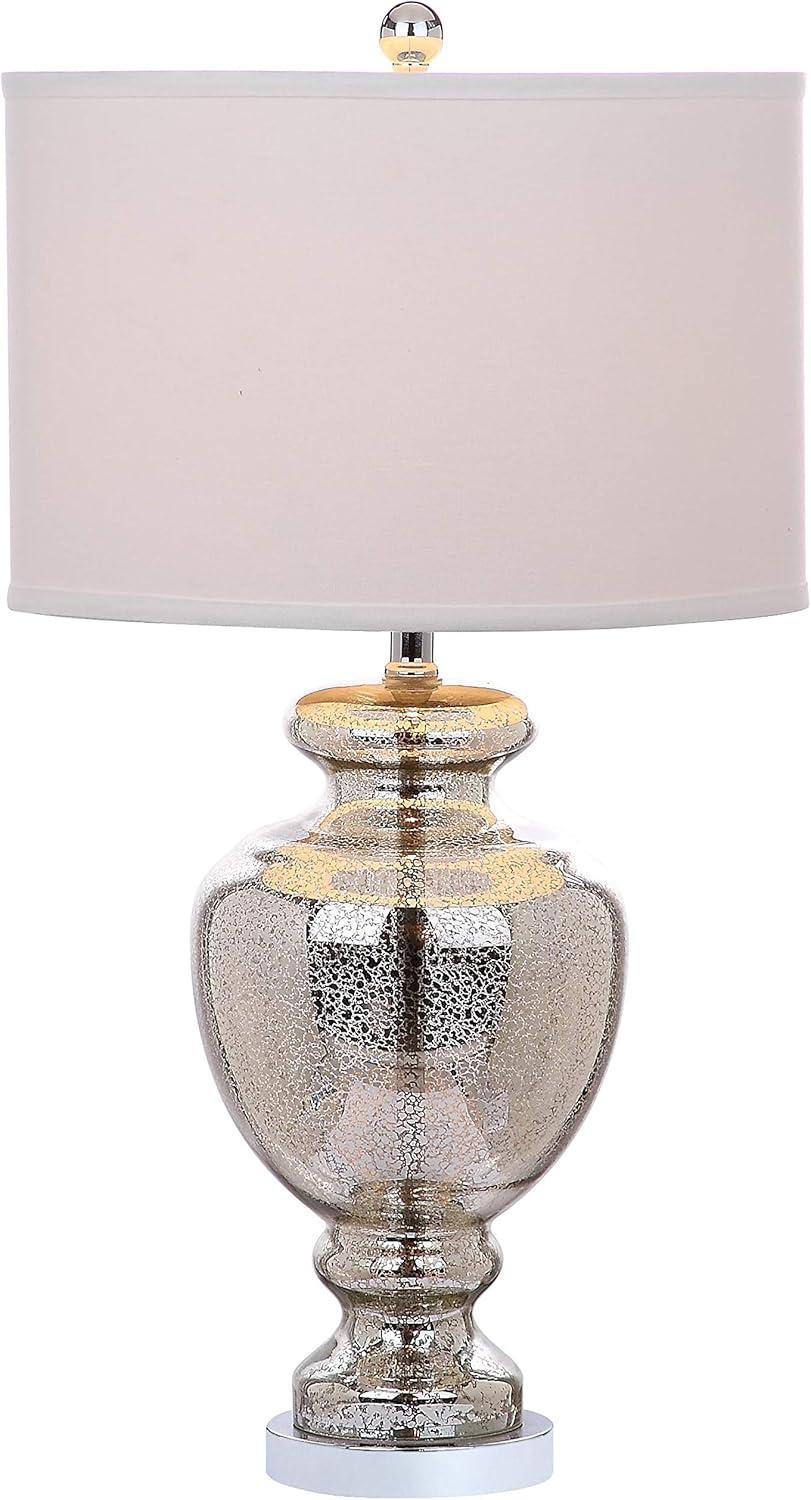 Morocco 28" Silver Ivory Glass Table Lamp with Cotton Shade