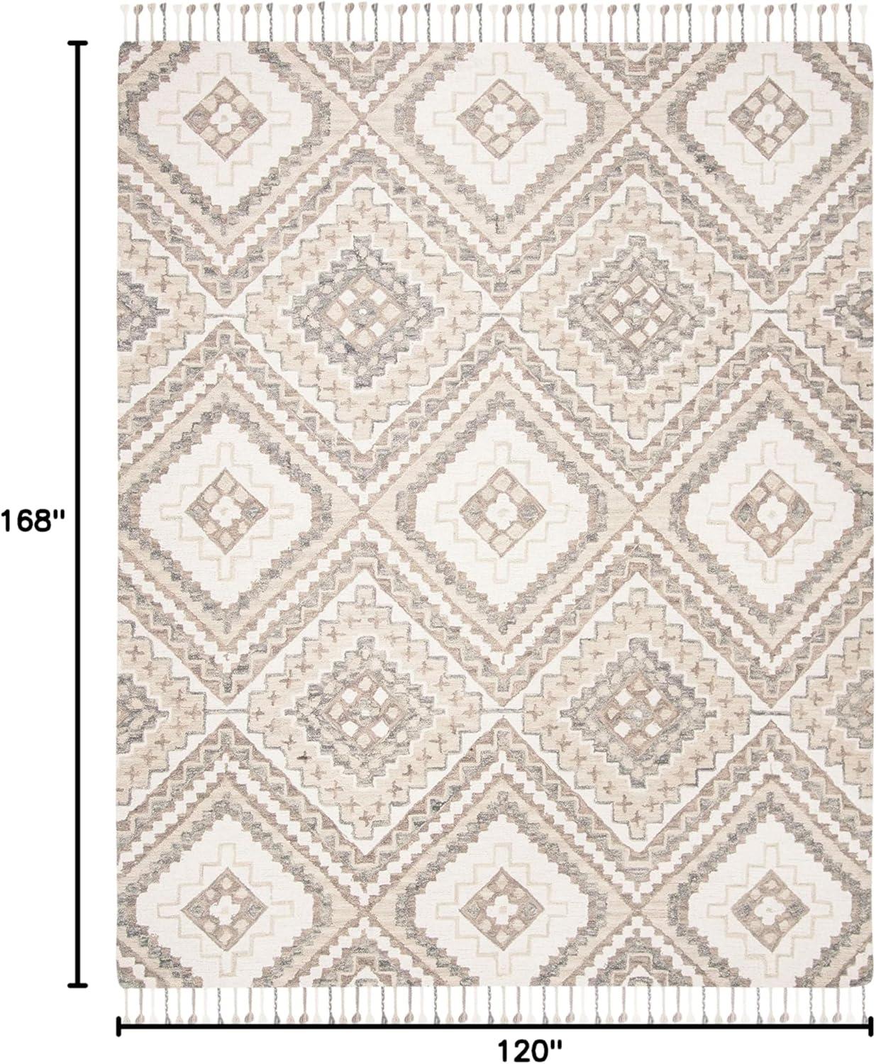 SAFAVIEH Aspen Caymen Geometric Wool Area Rug, Taupe/Ivory, 10' x 14'