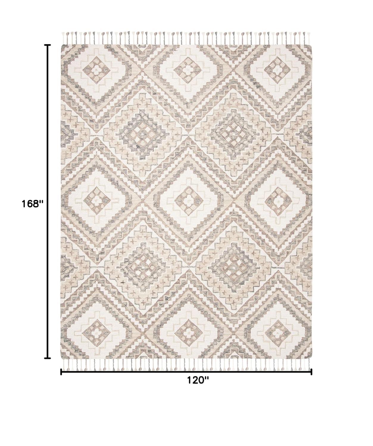 SAFAVIEH Aspen Caymen Geometric Wool Area Rug, Taupe/Ivory, 10' x 14'