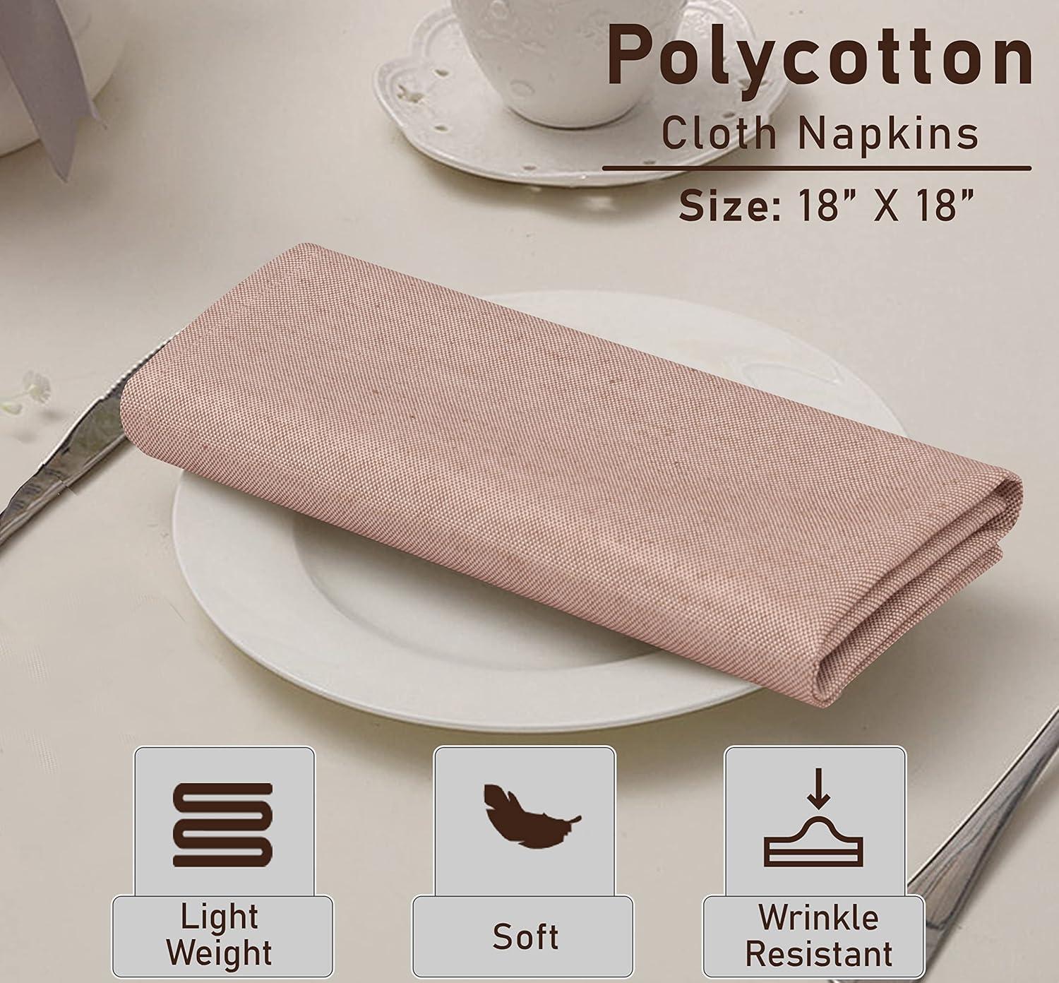 Poly Cotton Square Cloth Napkins Chambray Fabric