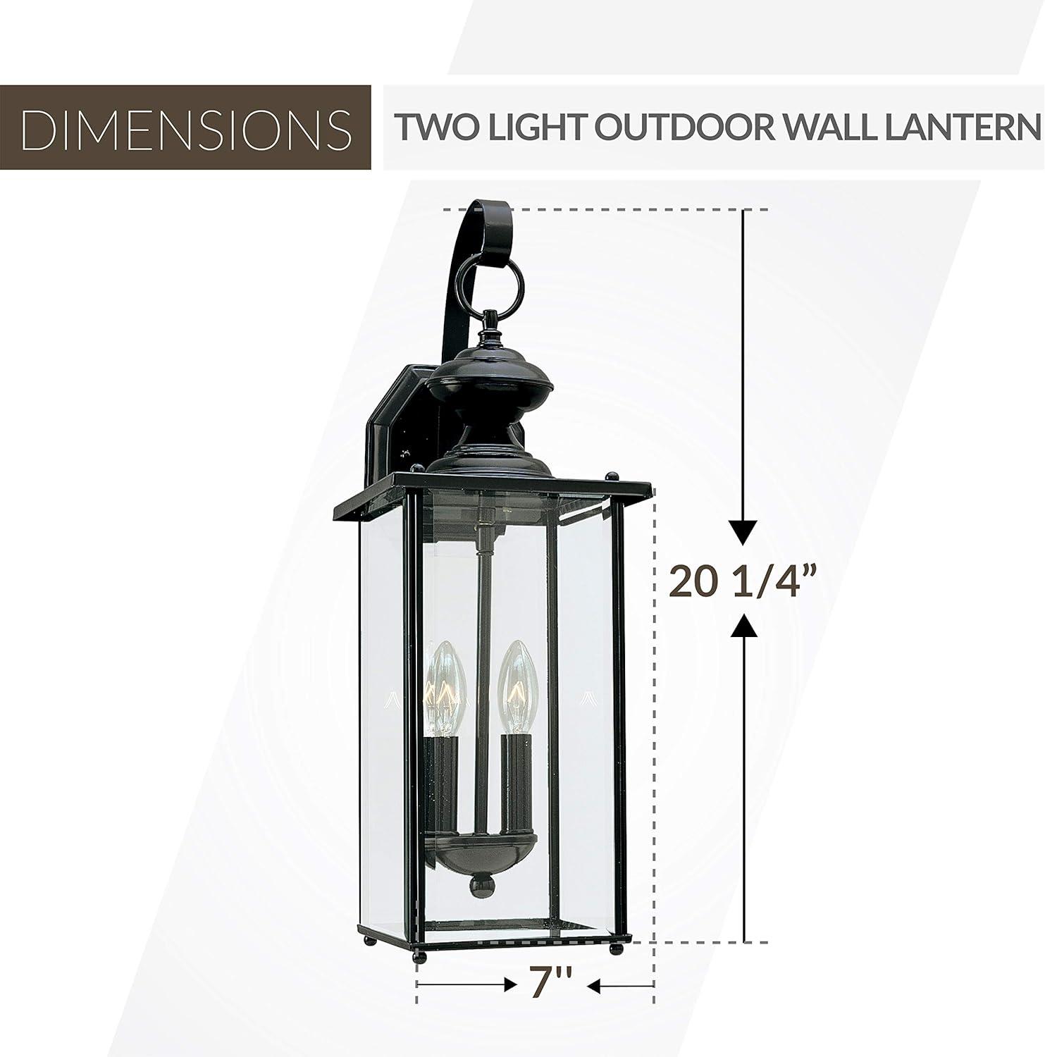 Black 20.25 Inch 2-Light Outdoor Wall Lantern with Clear Glass