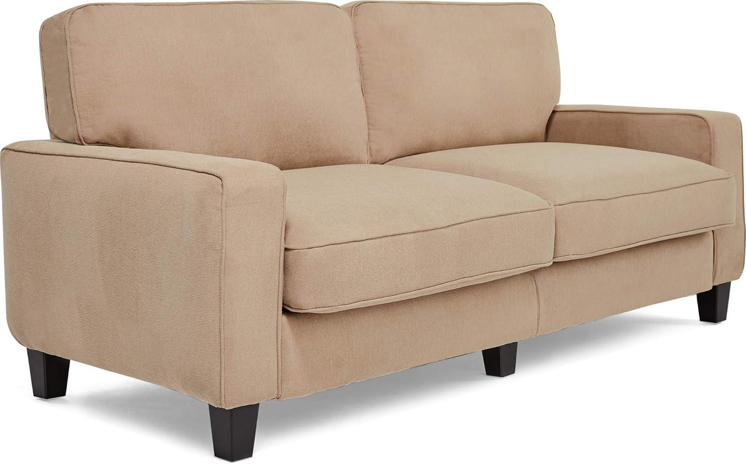 Compact Beige Microfiber Sleeper Sofa with Removable Cushions