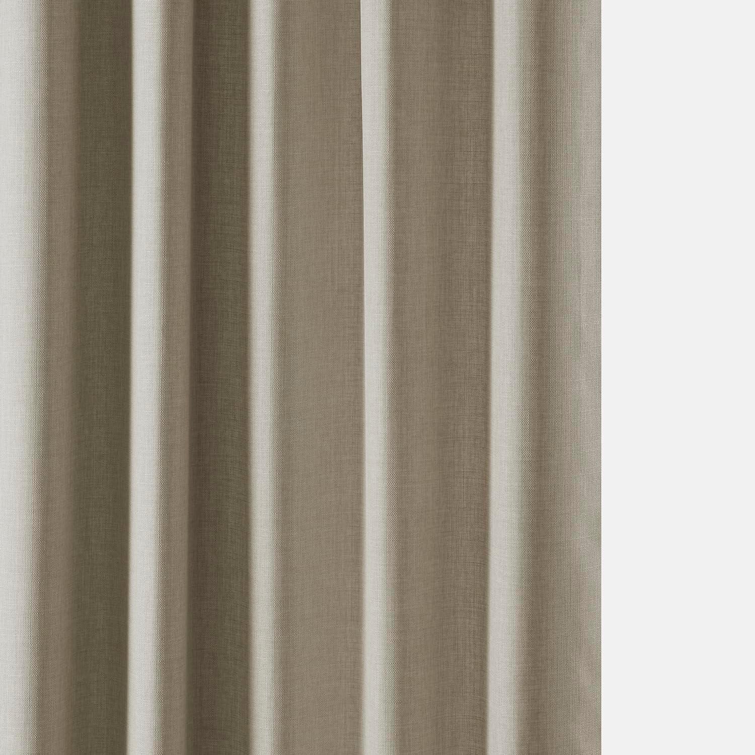 Sepia Beige Room-Darkening Faux Linen Curtains 96"