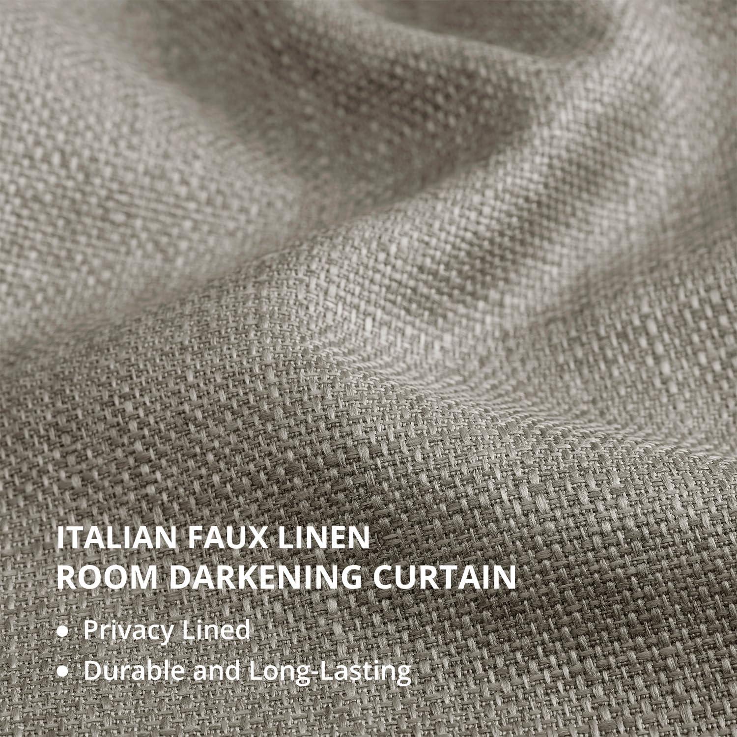 HPD Half Price Drapes Taupe Grey Italian Faux Linen Room Darkening Curtains with Rod Pocket - 1 Panel - Window Curtains for Living Room & Curtains for Bedroom, 50W X 84L