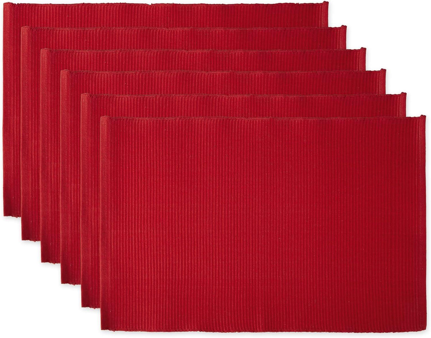 Tango Red Cotton Ribbed Placemats Set of 6