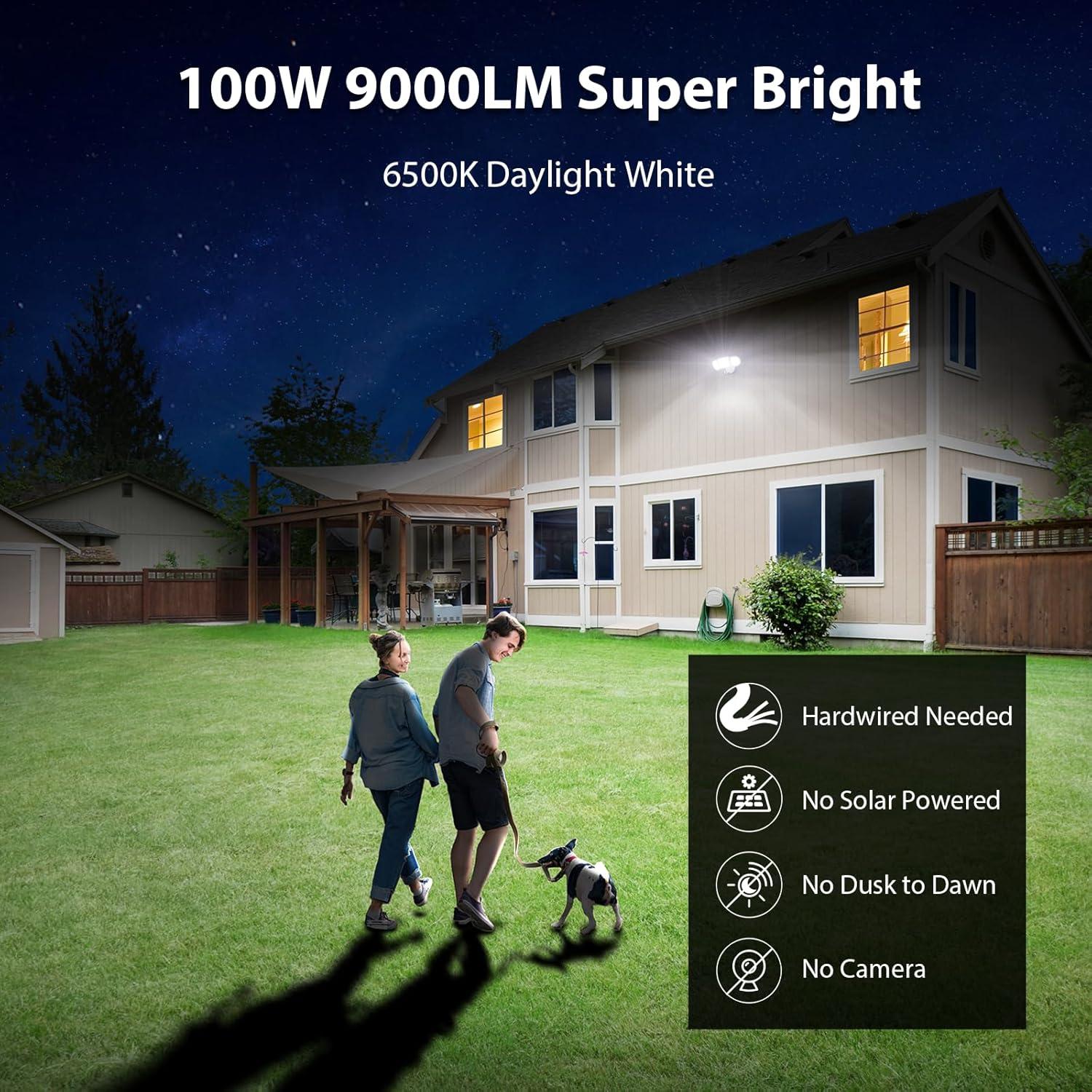 White 100W LED Motion Sensor Security Flood Light