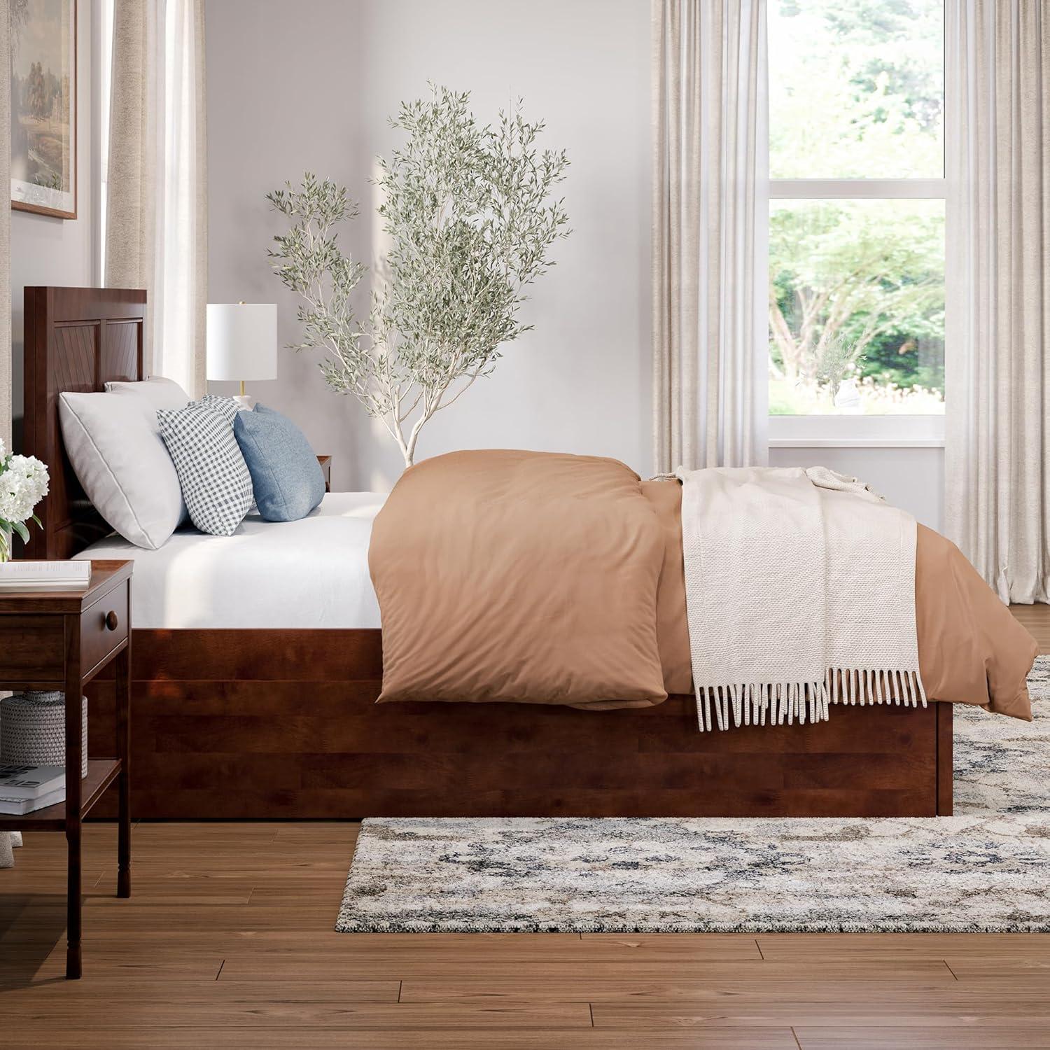 AFI Canyon Walnut Solid Wood Platform Bed with Matching Footboard & Twin Trundle, Full