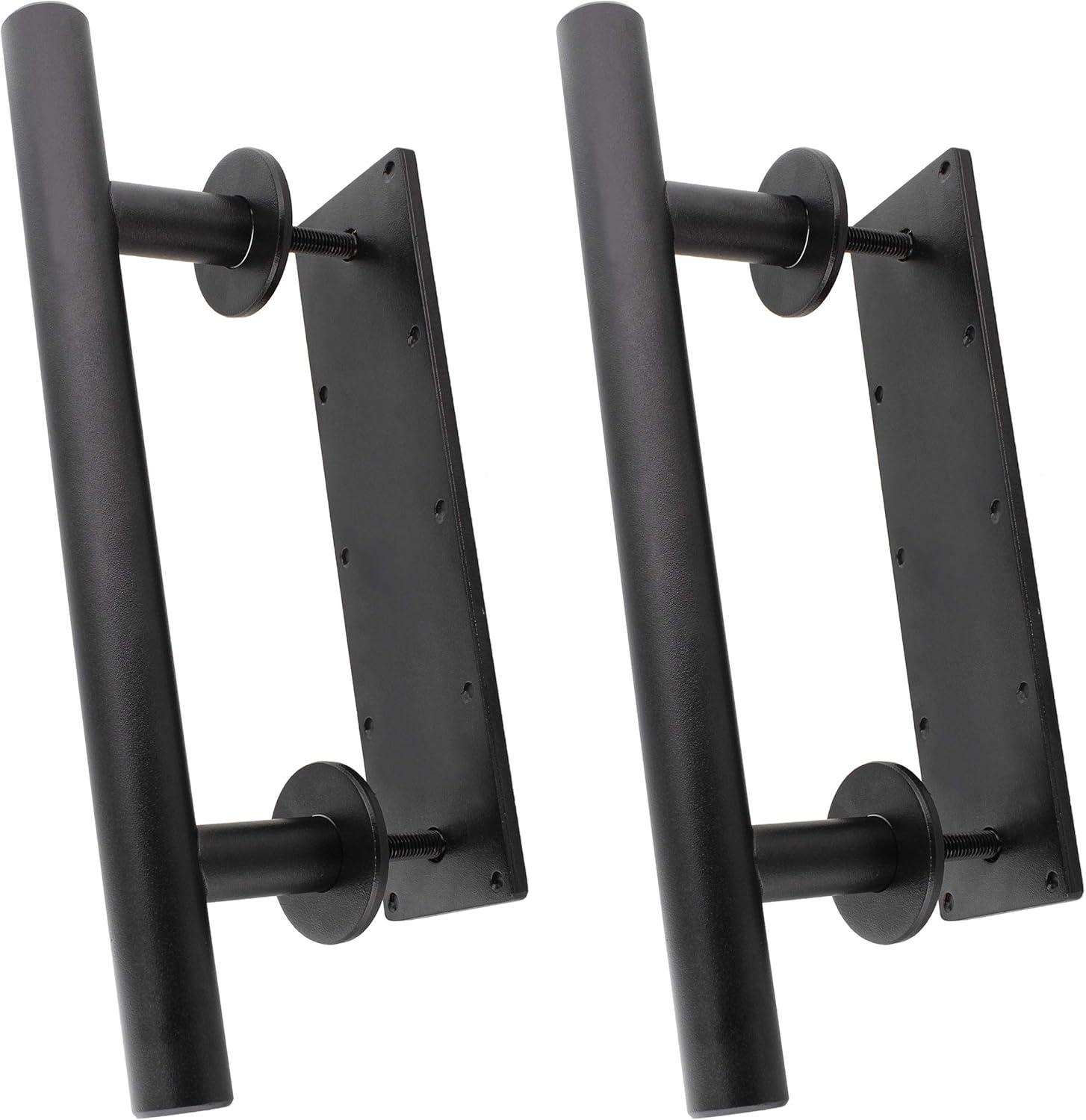 Black Steel 12" Sliding Barn Door Handle Set