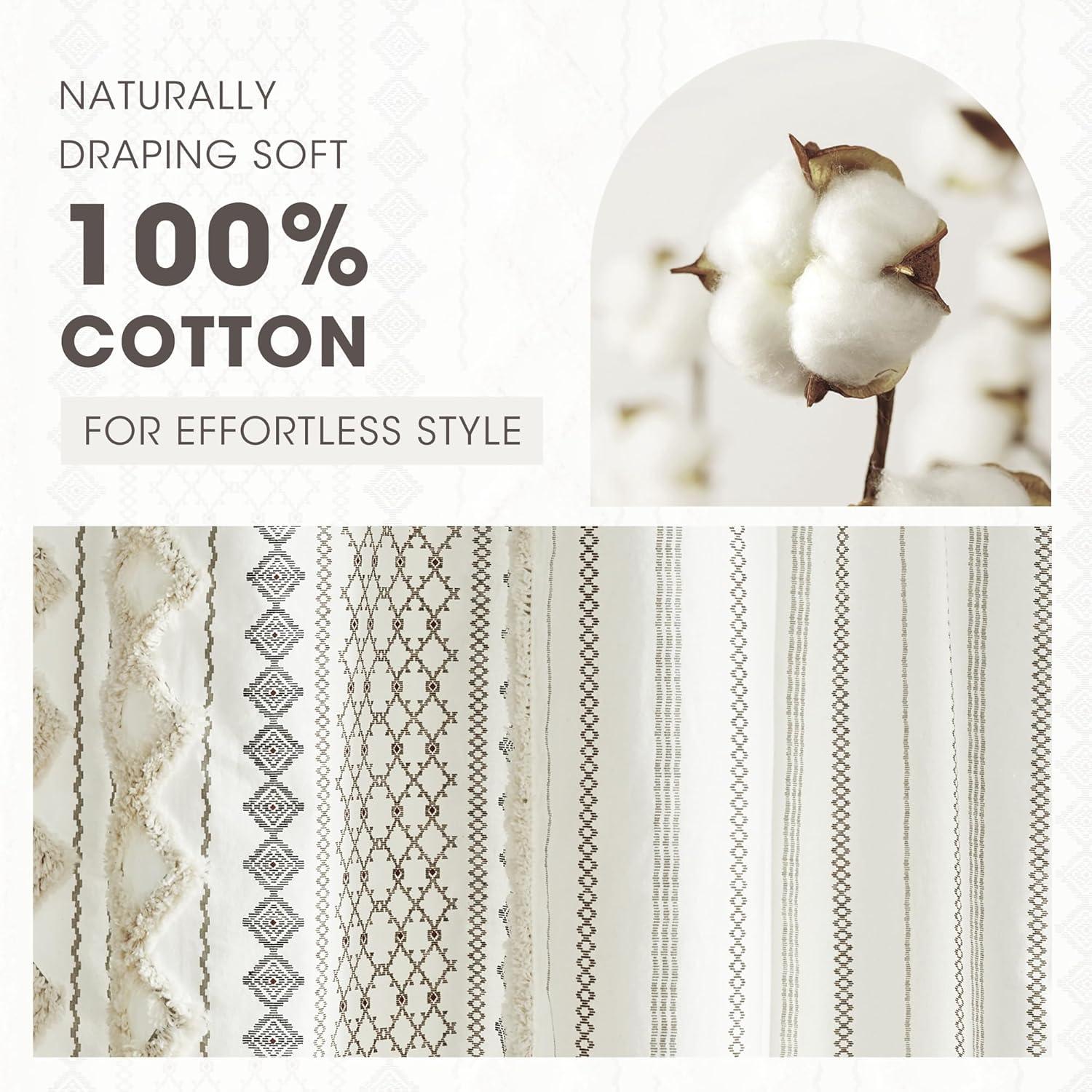 INK+IVY Imani 100% Cotton Printed Shower Curtain with Chenille