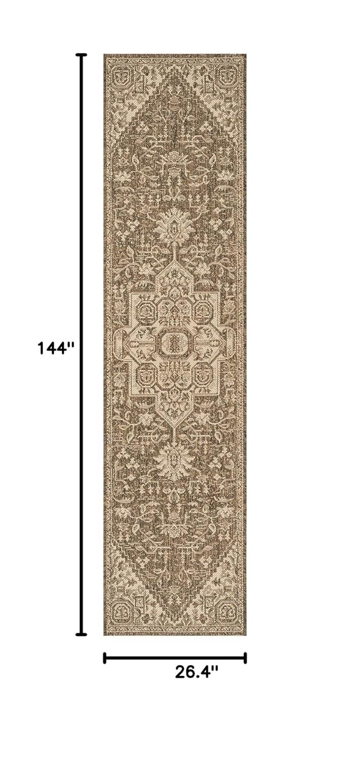 Beach House BHS138 POWER LOOMED Indoor/Outdoor Runner Rug - Cream/Beige - 2'2"x12' - Safavieh