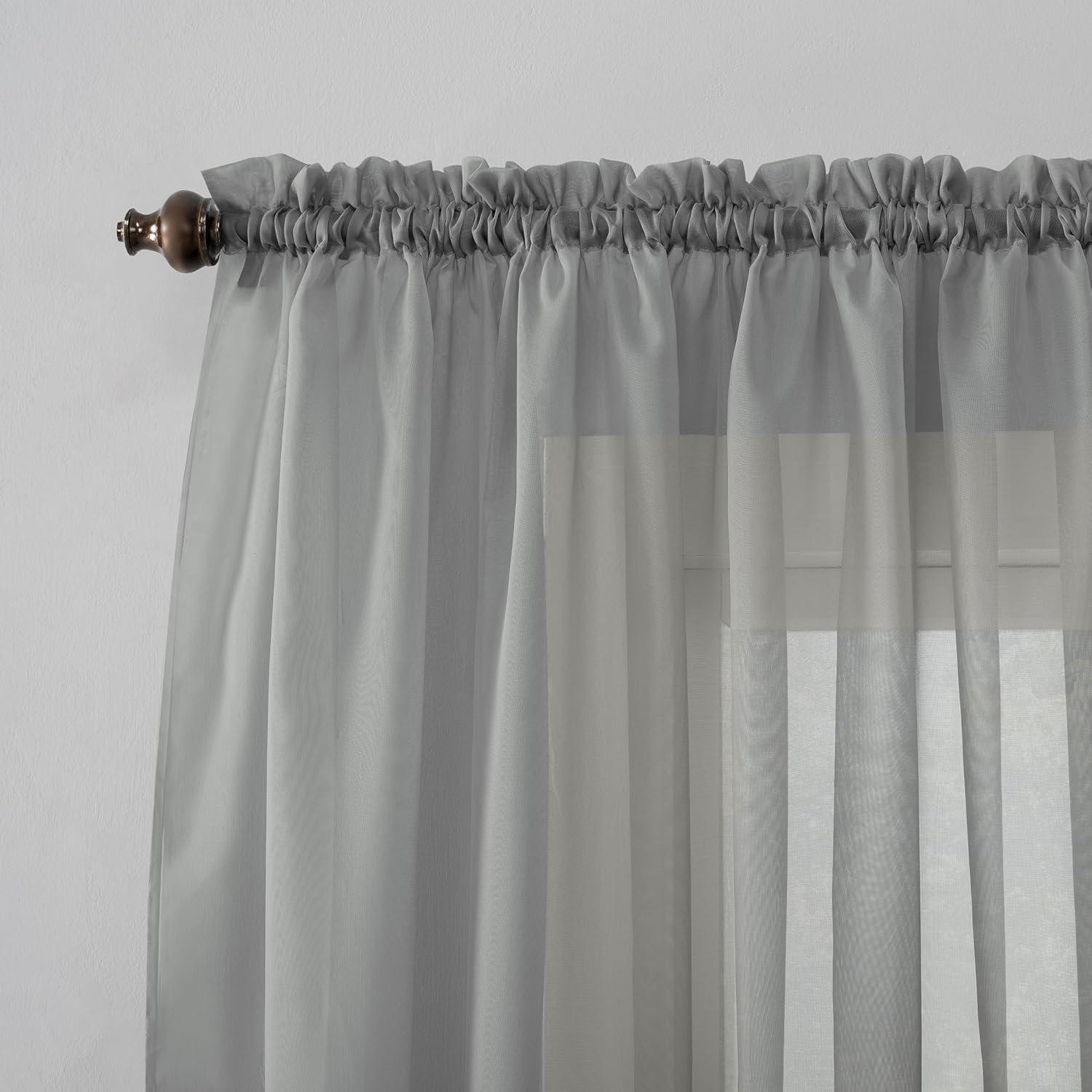 84"x59" Emily Sheer Voile Rod Pocket Curtain Panel Charcoal - No. 918