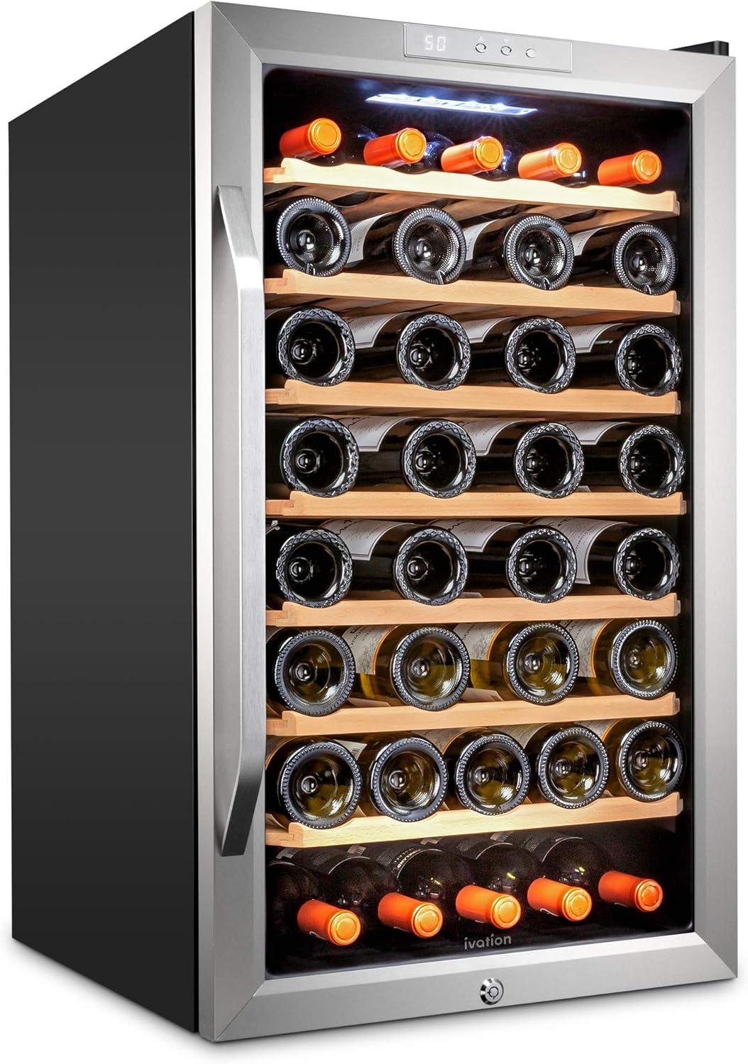 Ivation 51 Bottle Wine Cooler Fridge, Compressor Refrigerator W/Lock