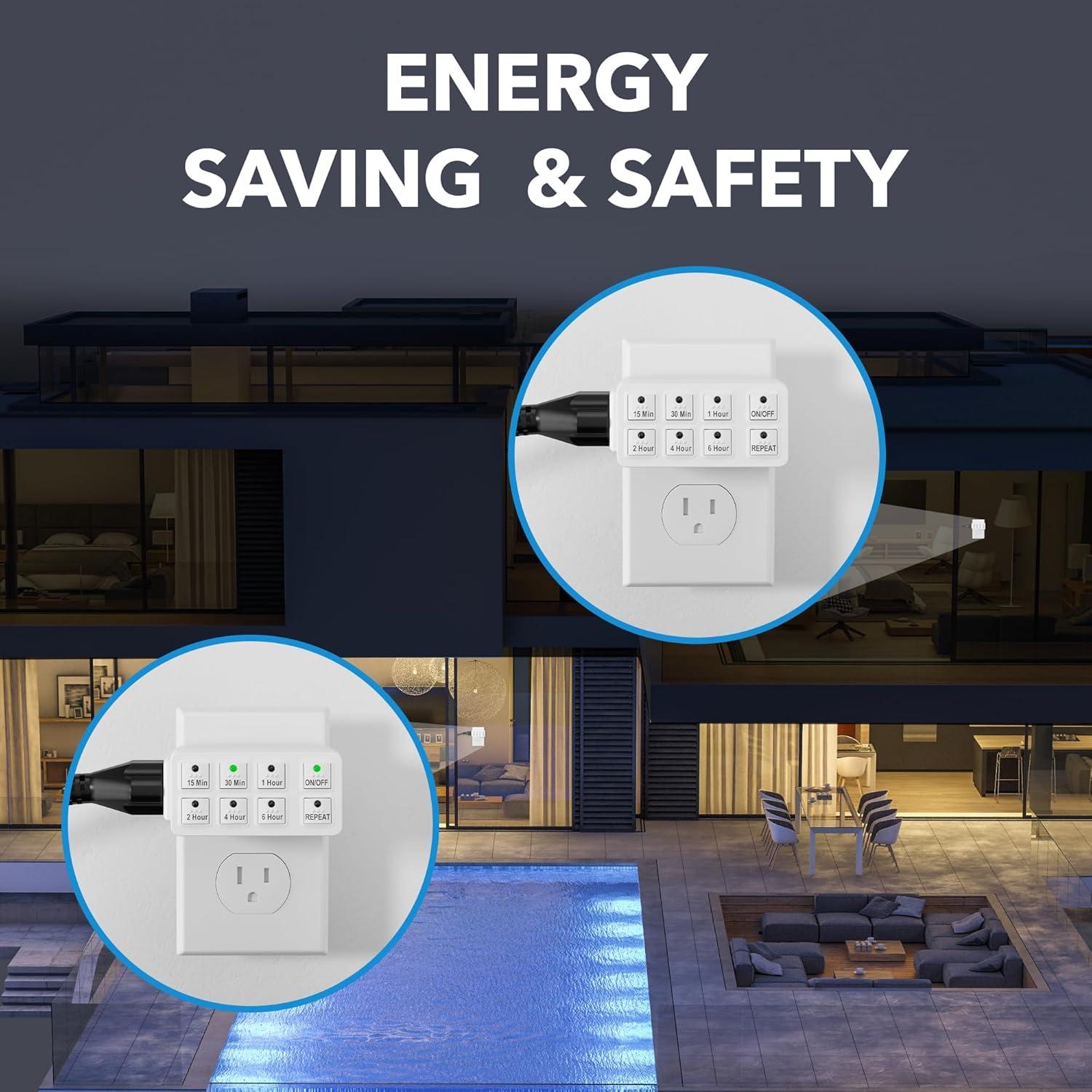 BN-LINK 2 Pack Indoor Countdown Timer with Repeat Function, Heavy Duty Accurate Compact Size for Charger Vacation Security, 3-Prong Grounded Outlet, 15A/1875W ½ HP ETL Listed