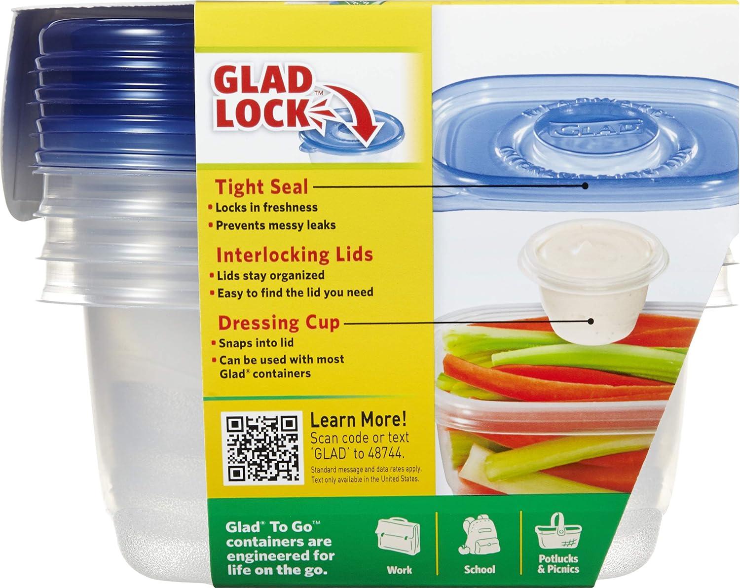 Glad Food Storage Containers - To Go Snack Container - 24 Ounce - 4 Containers