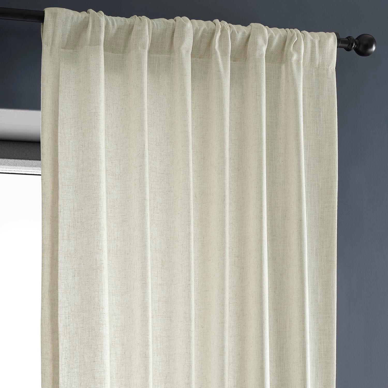 Barley Heavy Faux Linen Curtain (1 Panel), Barley, 50W X 96L