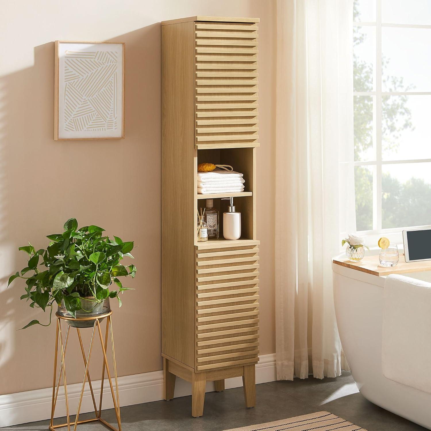 Modway Render Tall Narrow Bathroom Storage Cabinet