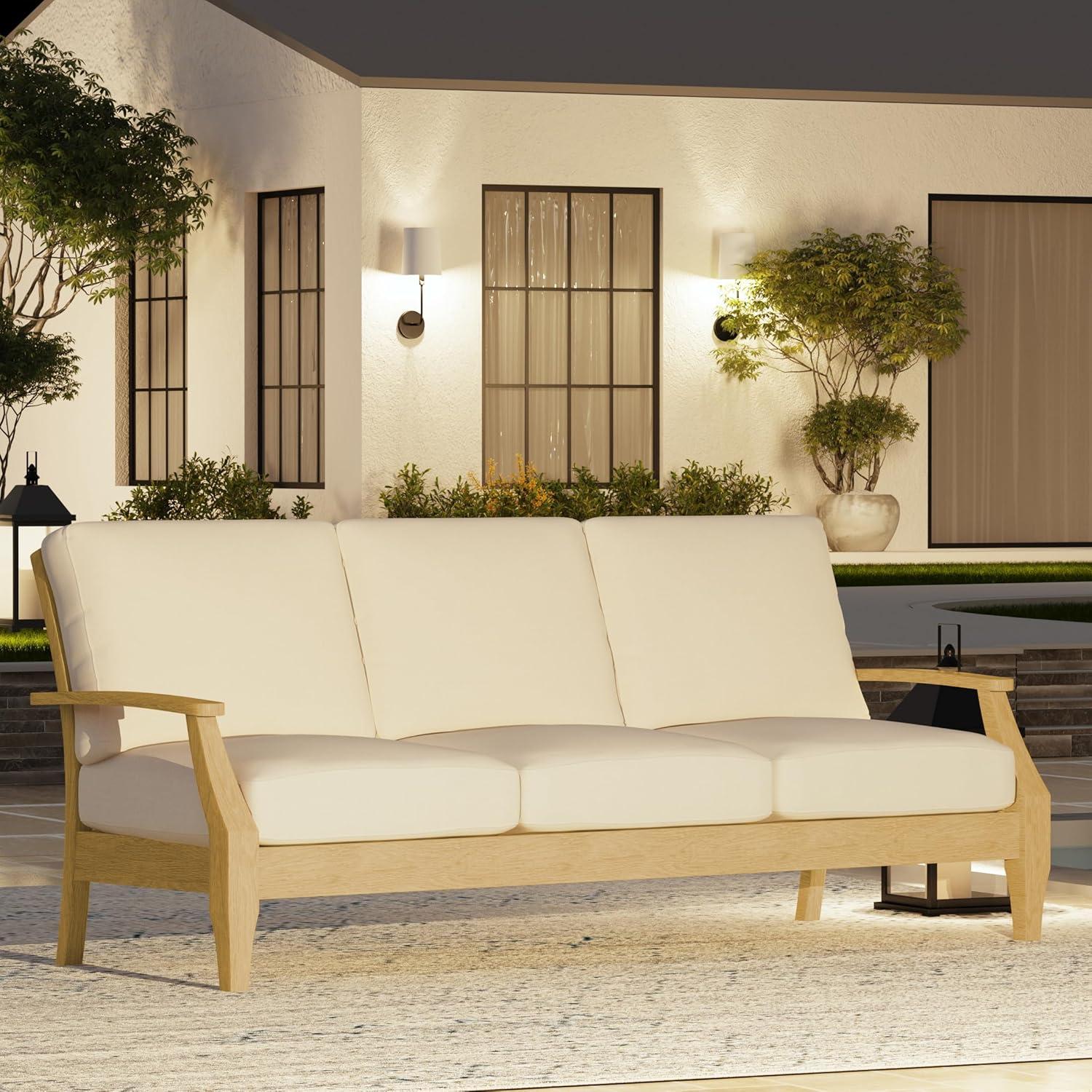 Safavieh  Couture Martinique Wood Patio Sofa Natural / White