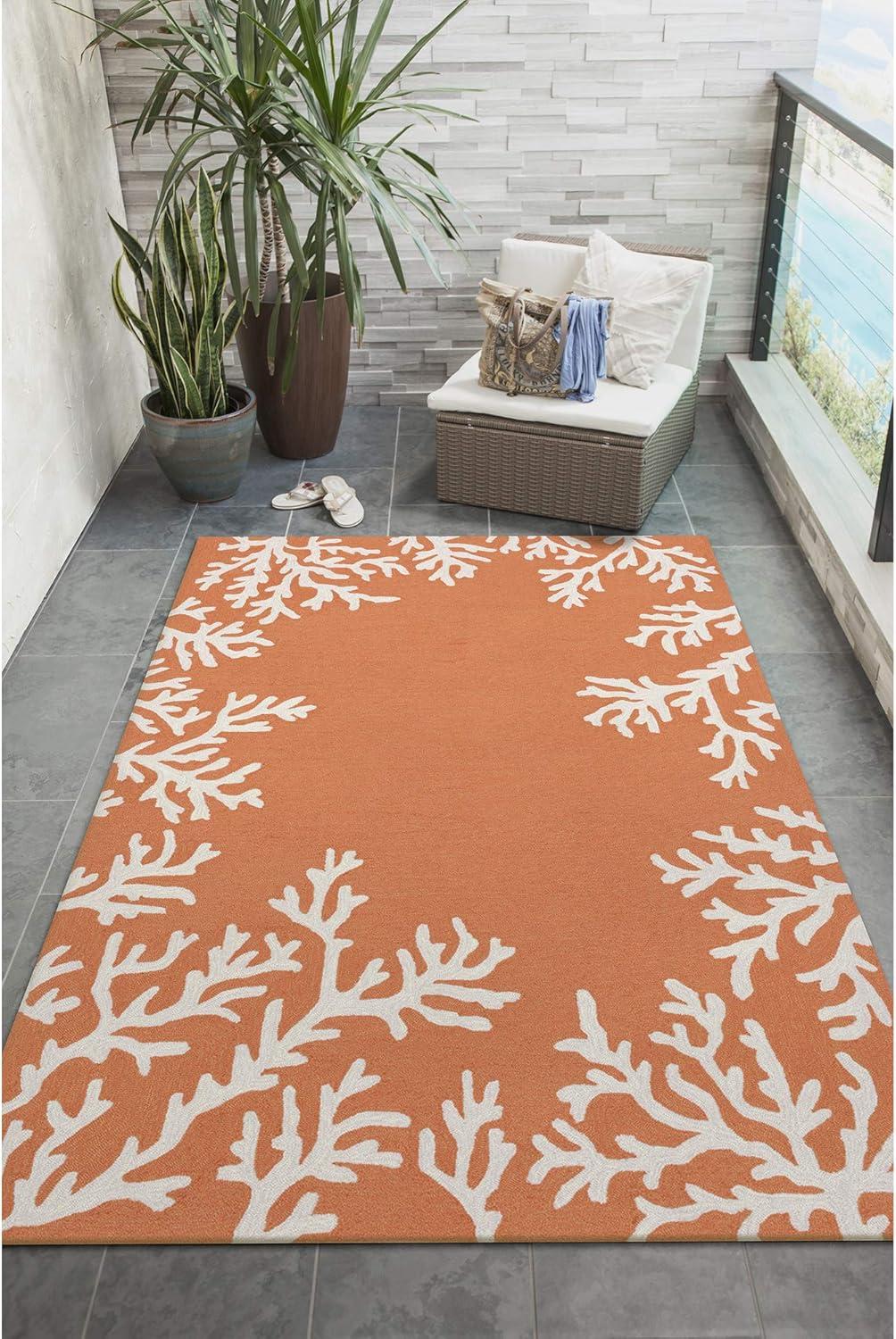 Liora Manne Capri Coral Border Indoor/Outdoor Rug Coral 5' x 7'6"