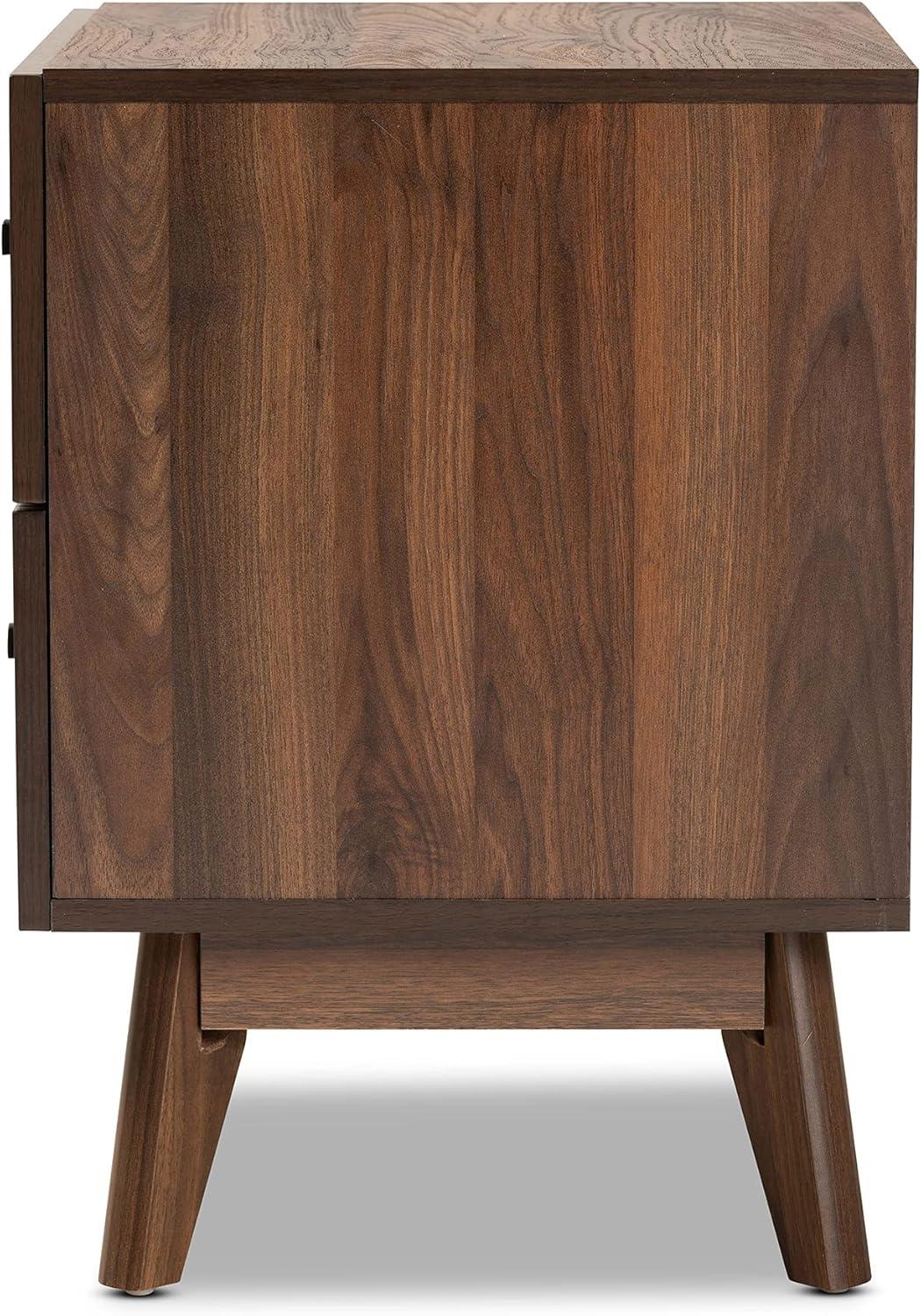 Baxton Studio Hartman Mid-Century Modern Walnut Brown Finished Wood 2-Drawer Nightstand