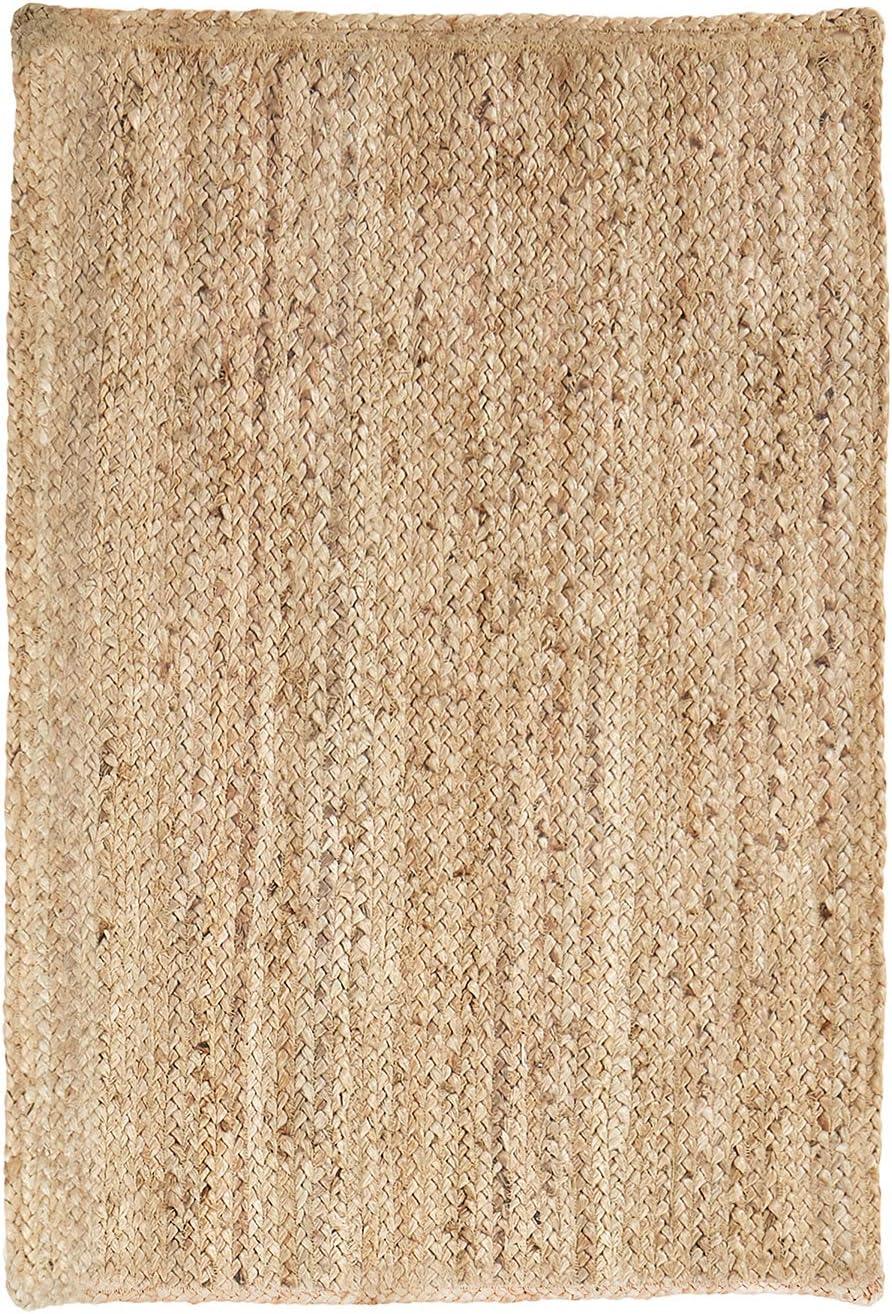 Superior Braided Jute Handwoven Area Rug 4' x 6', Indoor Outdoor Rugs, Natural Tan