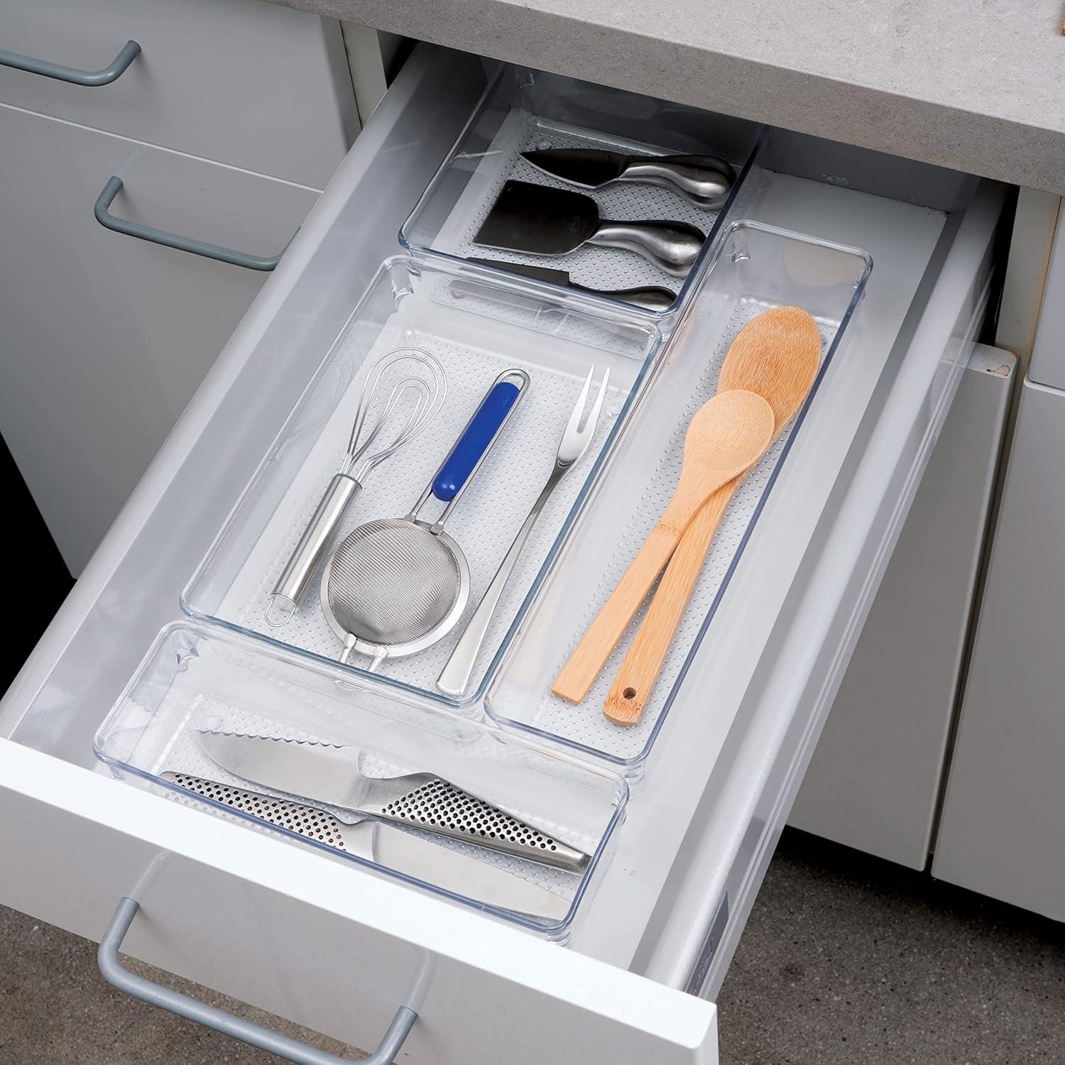 Oggi Clear Drawer Organizer - 3" X 9" - Ideal for Organizing Kitchen Drawers, Office, Desk, Silverware, Kitchen Utensils, Cosmetics and Bathrooms
