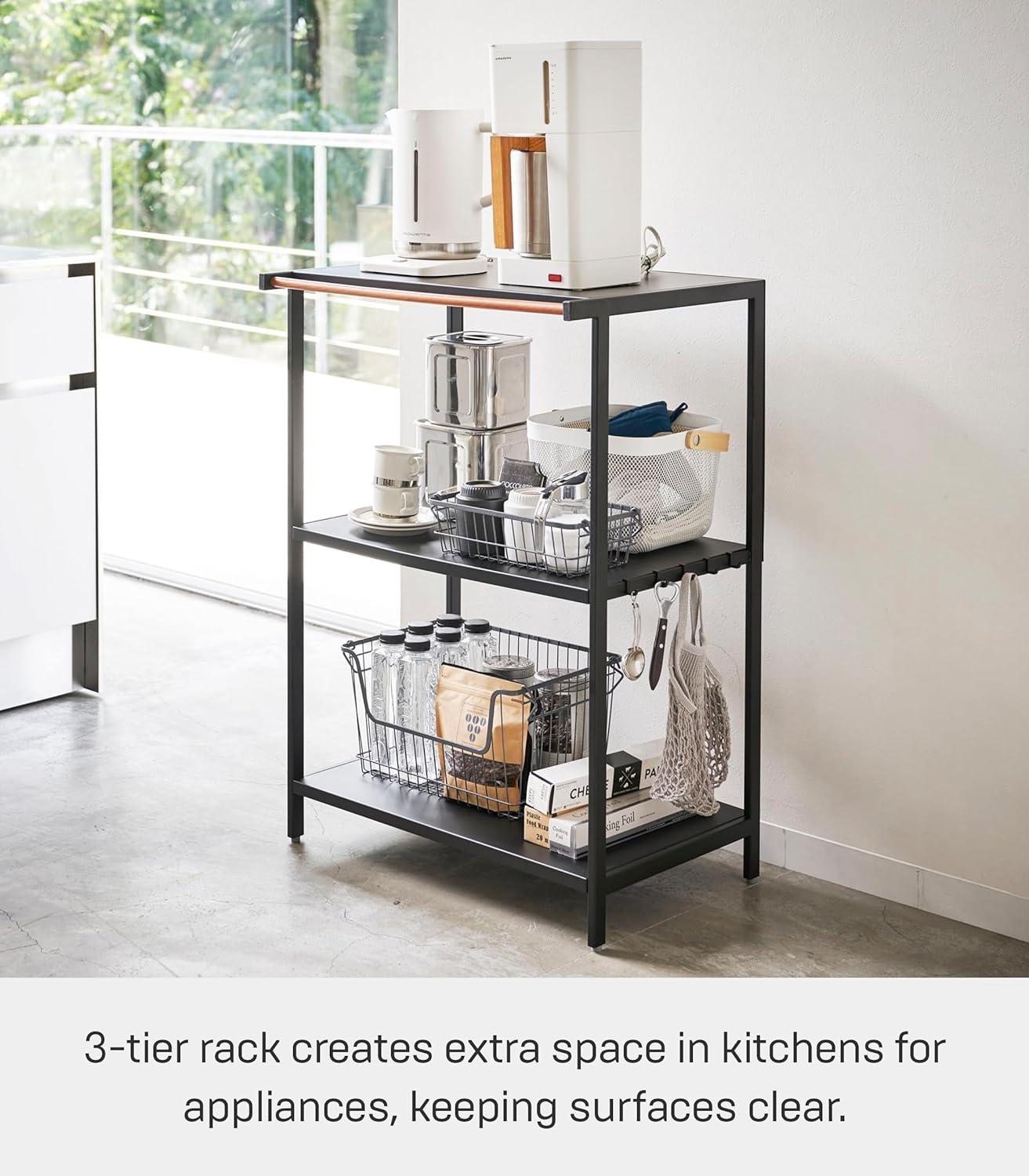 Yamazaki Home 3-Tiered Storage Rack - Kitchen Shelf Organizer, Short, Steel, Short