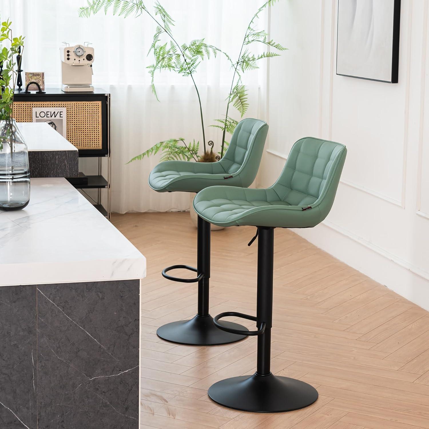 Kidol & Shellder Green Bar Stools Set of 2 Modern Kitchen Island Barstool