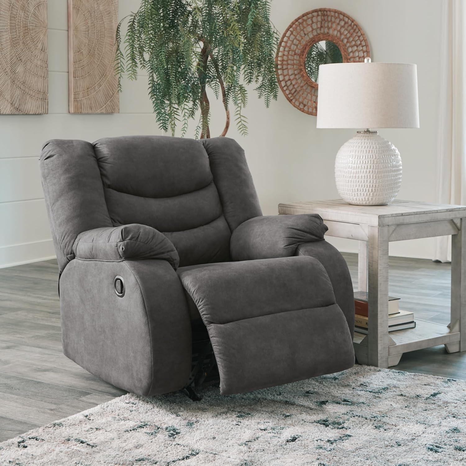 Contemporary Gray Faux Leather Stationary Recliner Chair