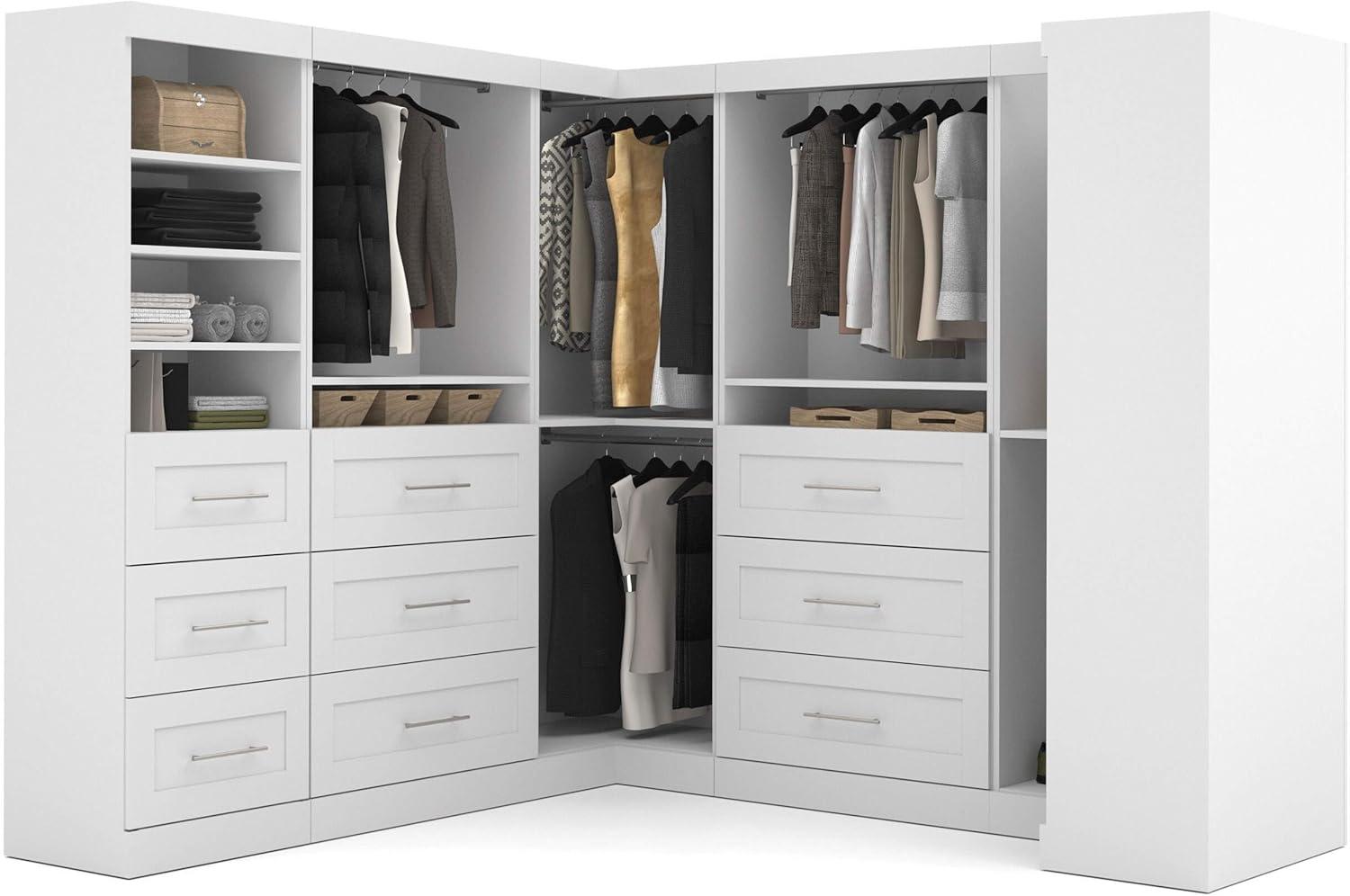 Bestar Pur 161W Walk-In Closet Organizer System in Bark Gray - Engineered Wood