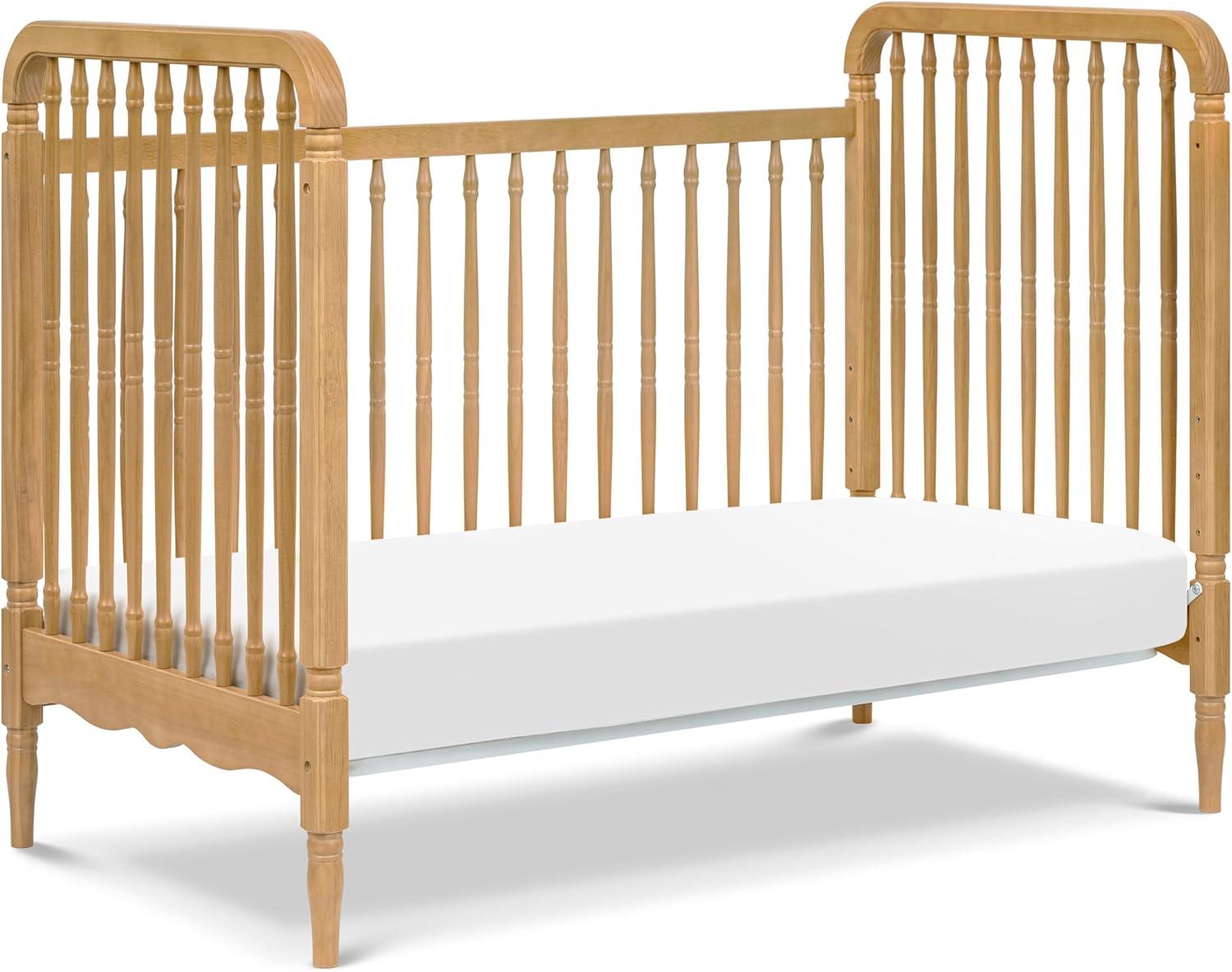 Honey Oak 3-in-1 Convertible Spindle Crib with Toddler Bed Kit