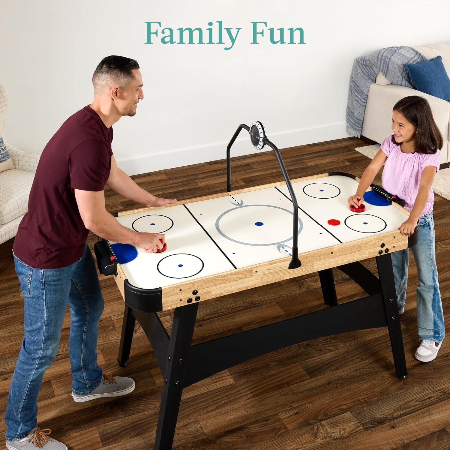 Best Choice Products 54in Air Hockey Game Table w/ LED Lights, Scoreboard, Powerful Motor